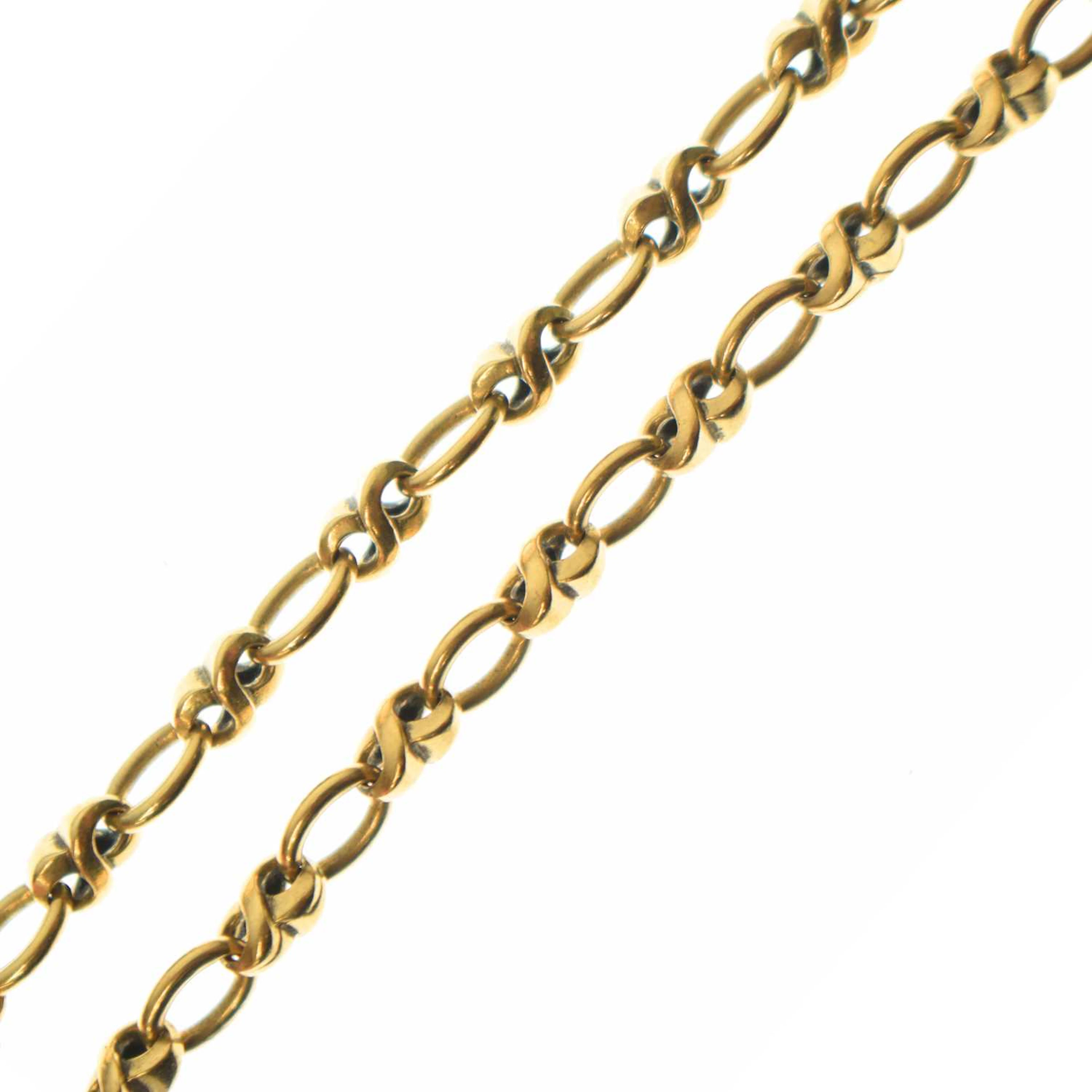 Fancy link yellow metal bracelet, stamped '375'