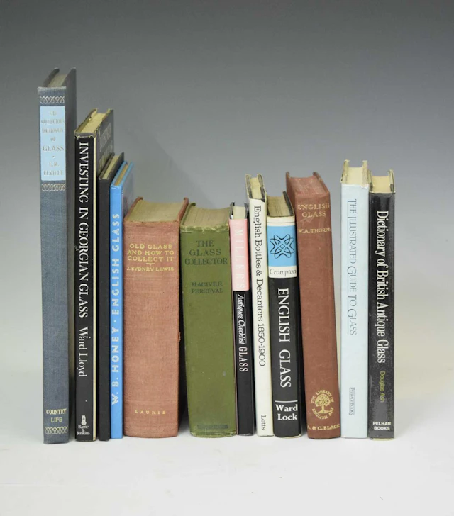 Collection of antique glass reference books