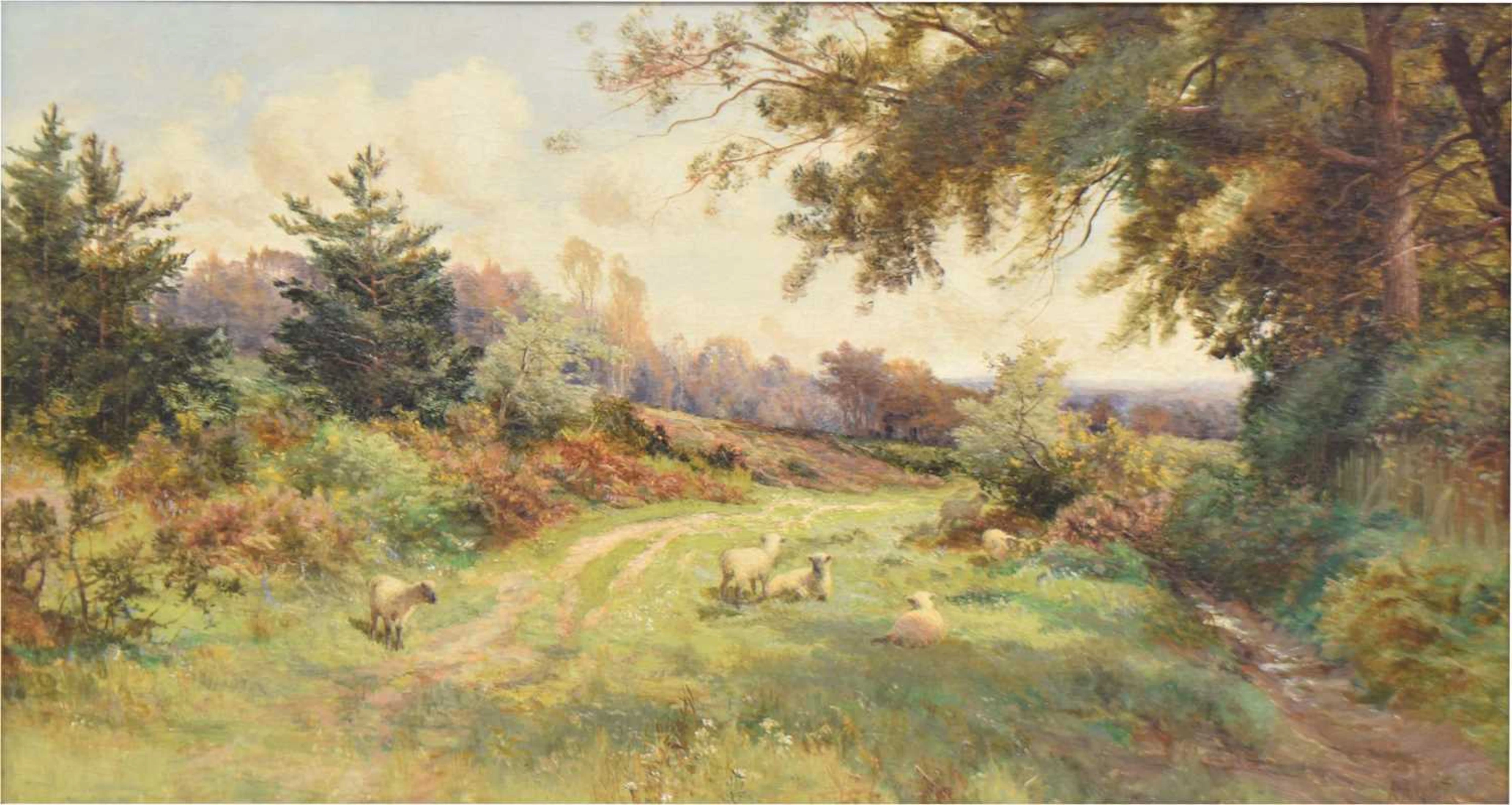 Alfred Augustus Glendening (fl. 1861-1903) - Oil on canvas - A wooded landscape