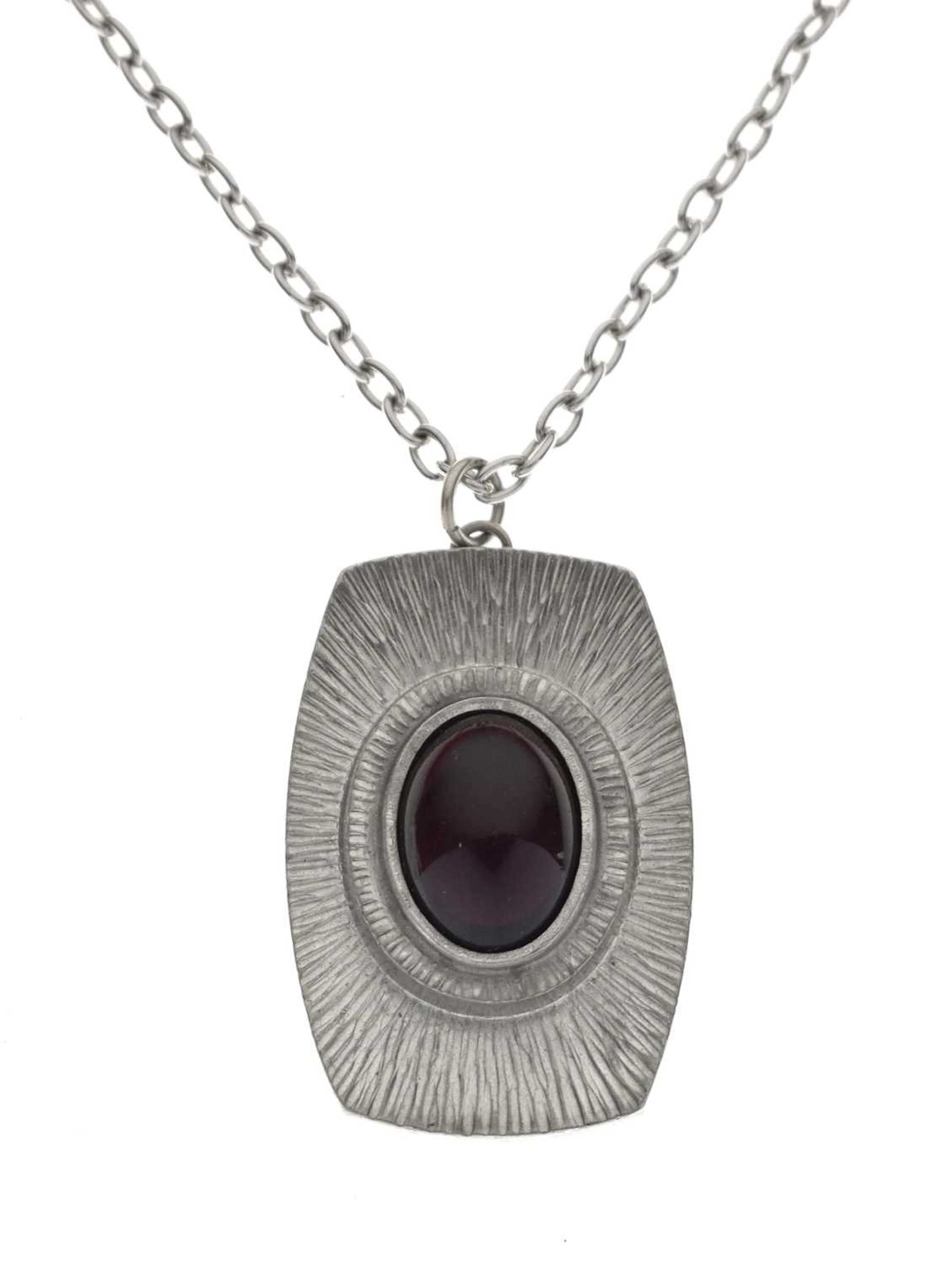 Jorgen Jensen red glass pewter pendant necklace
