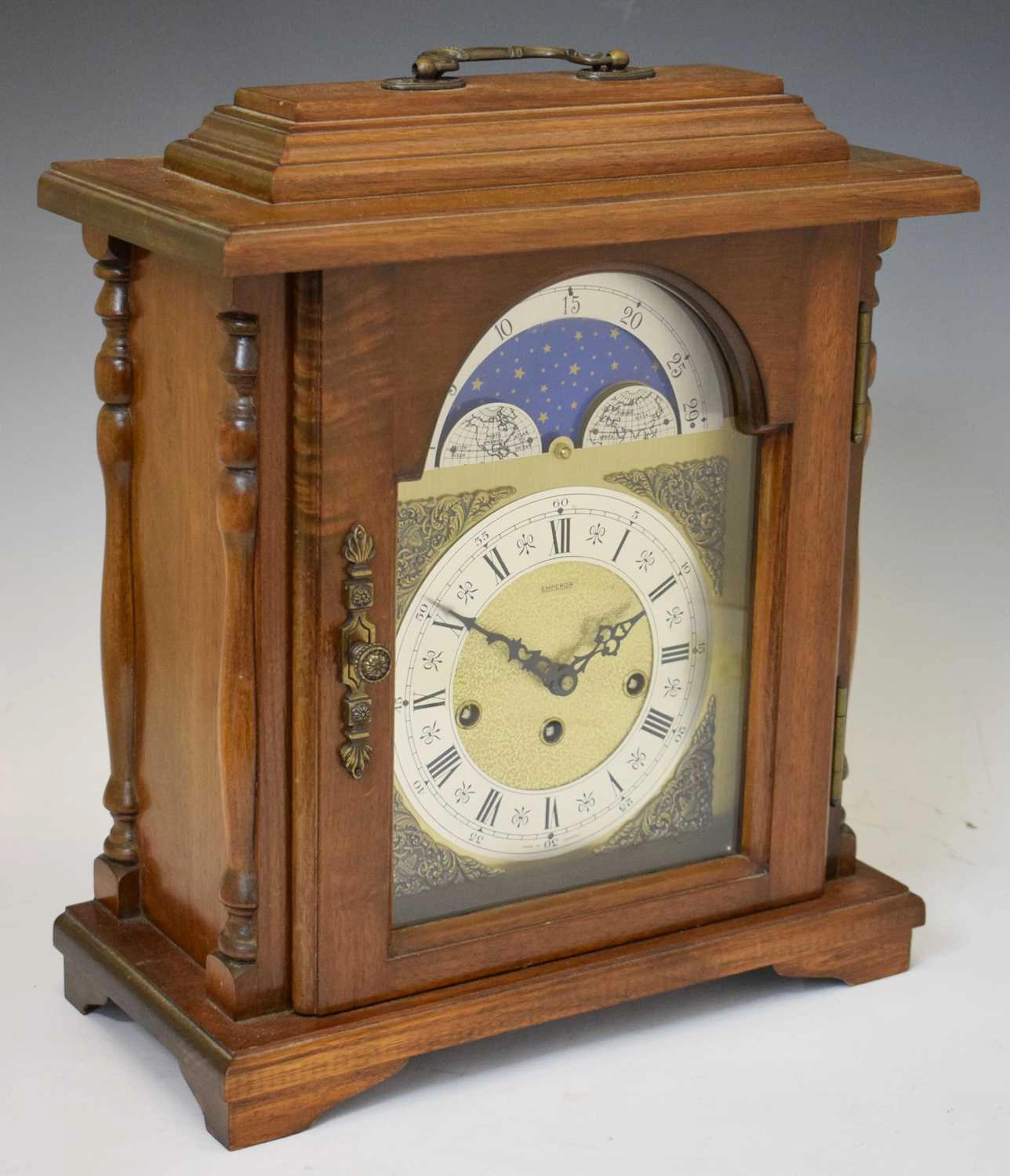 West German walnut cased chiming mantel or bracket clock, 'Emperor'