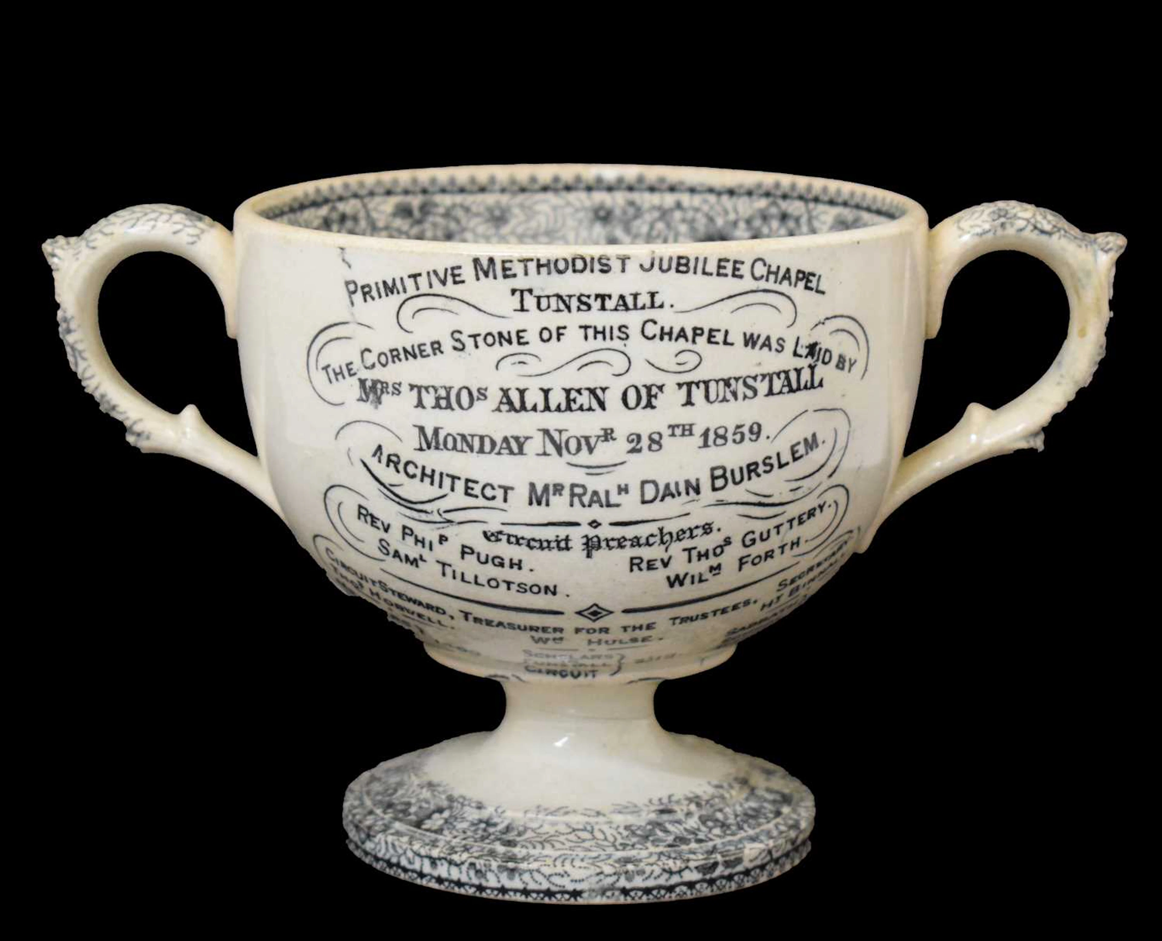Late 19th century pottery goblet or pedestal loving cup