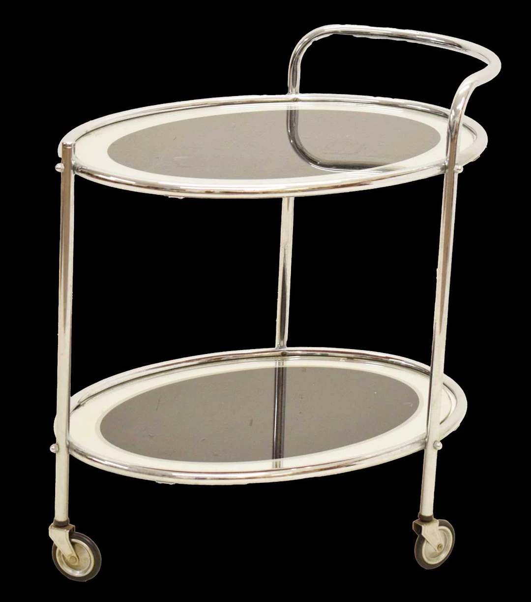 Mid century Art Deco style chrome and glass cocktail trolley