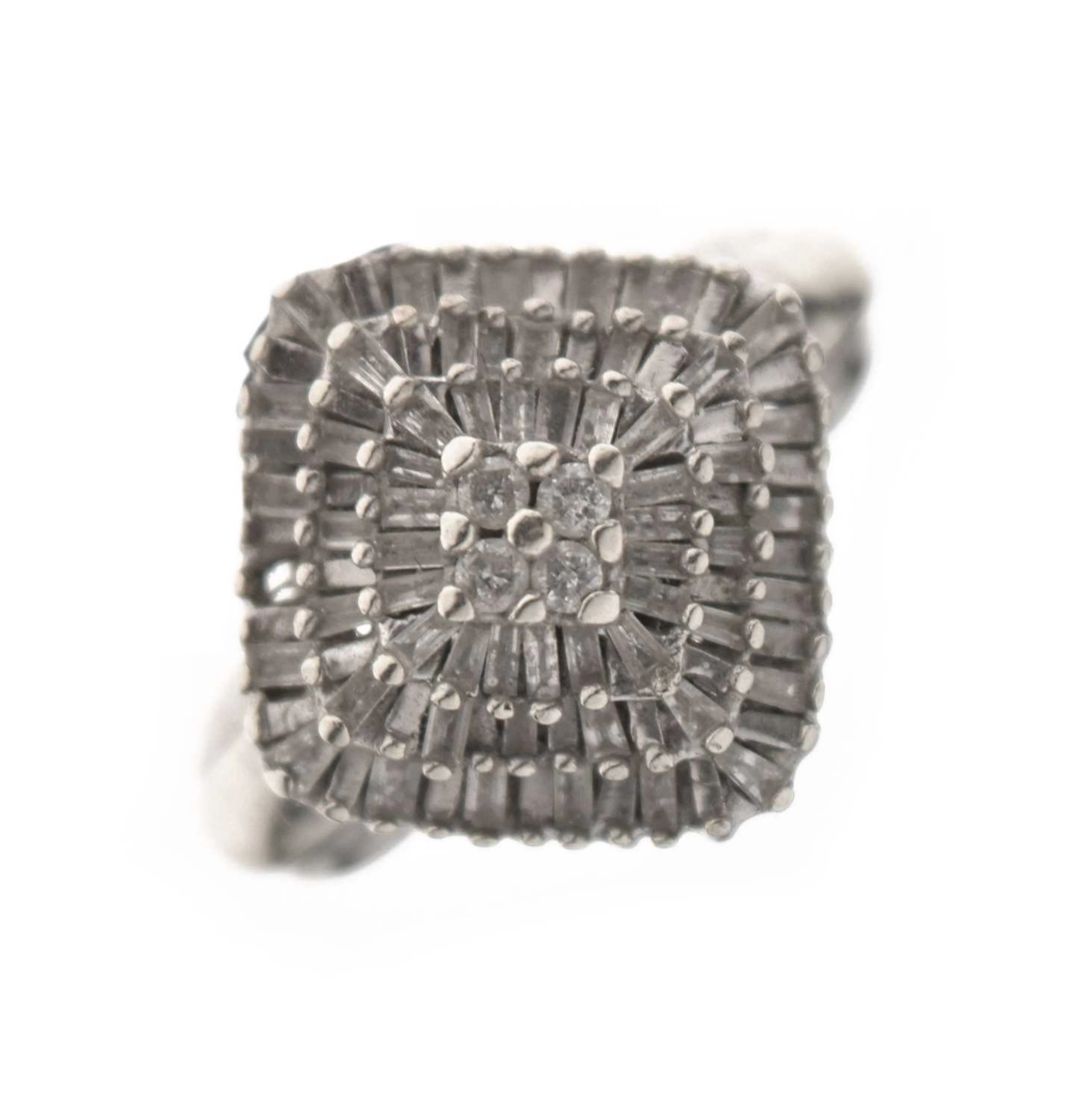 Fancy cut diamond 9ct white gold cluster ring