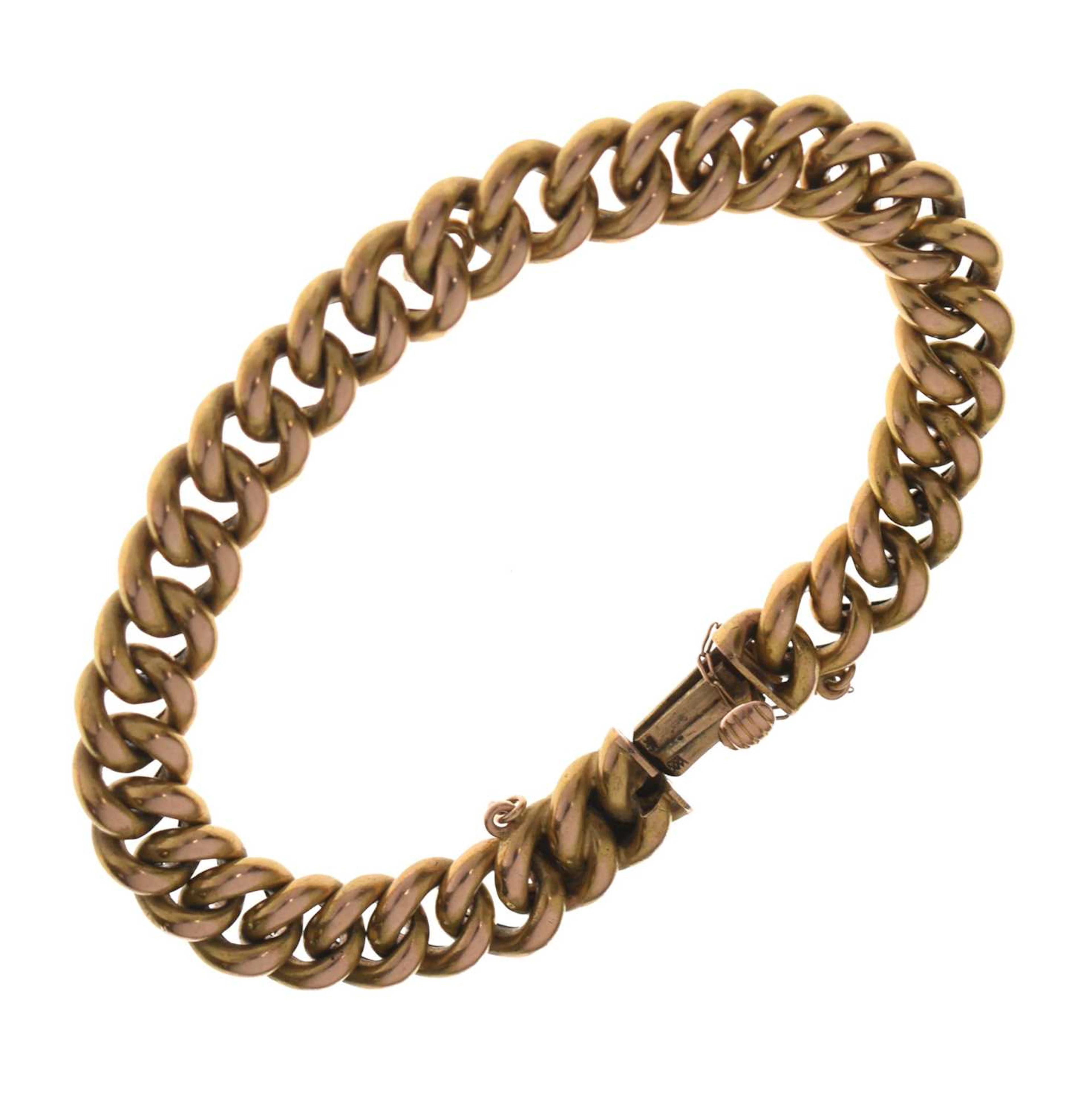 Yellow metal heavy gauge curb link bracelet