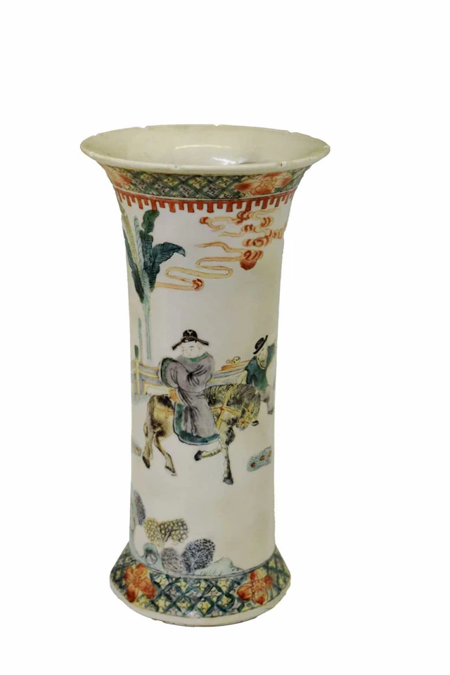 Chinese Canton Famille Verte sleeve vase