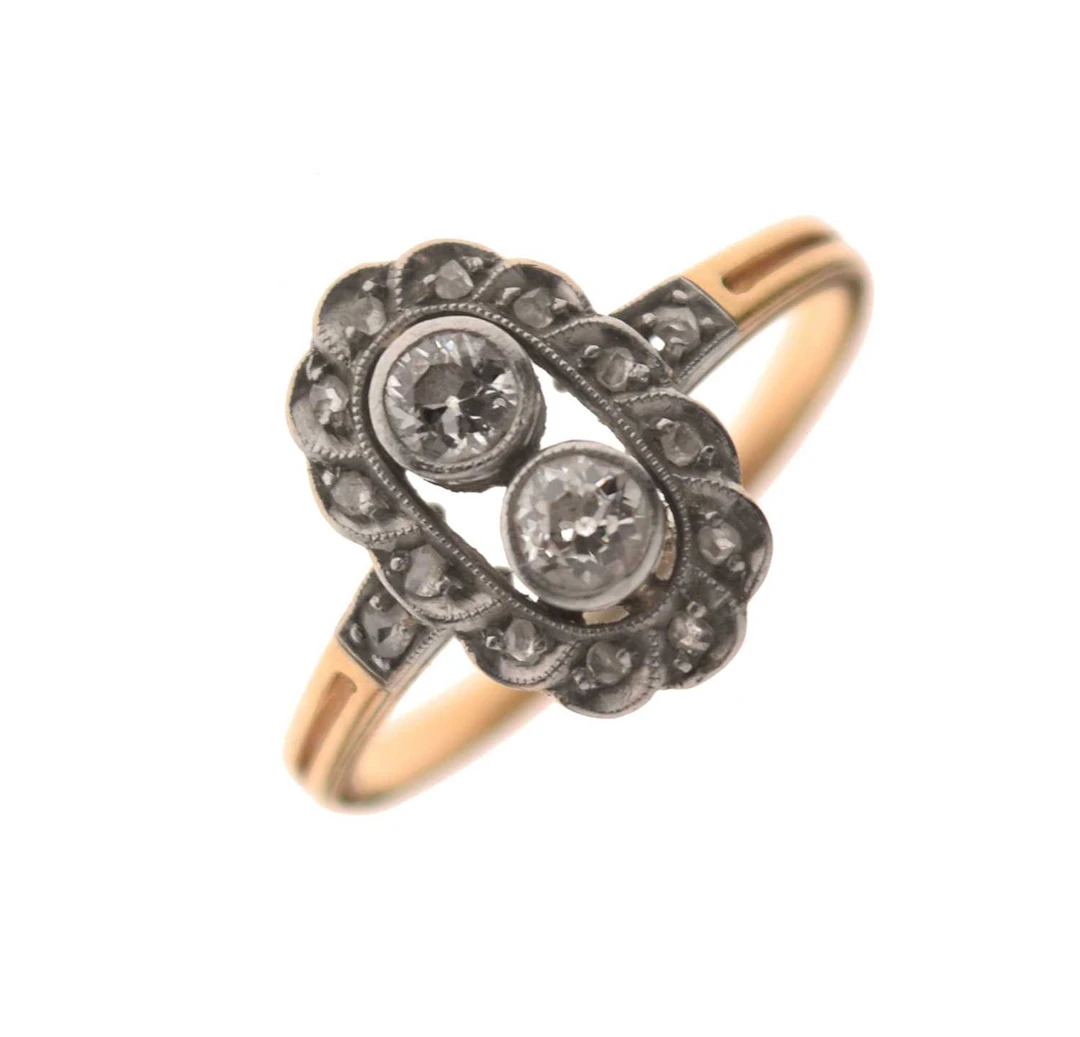 Early 20th century two-stone diamond ring