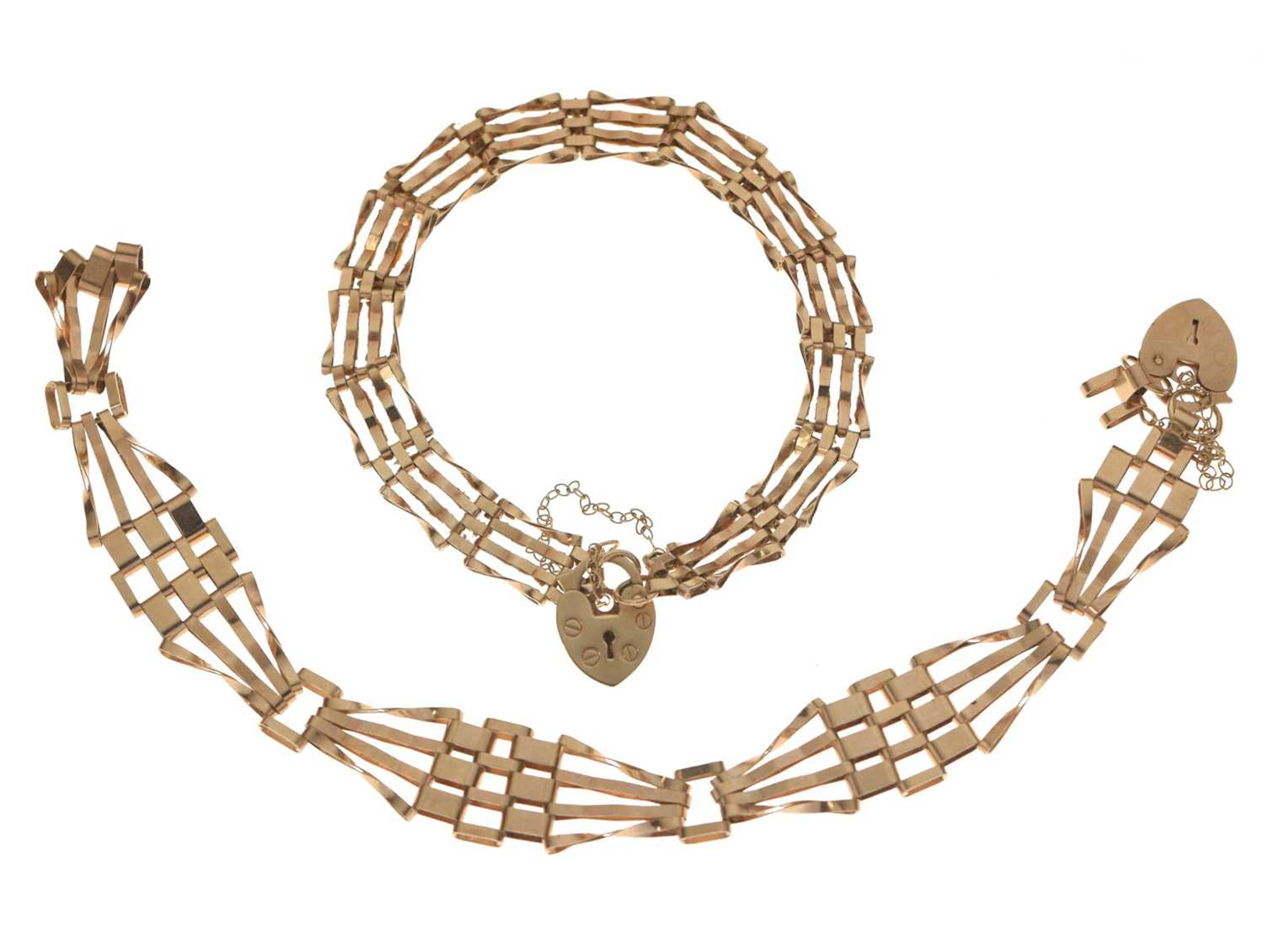 Two 9ct gold gate link bracelets