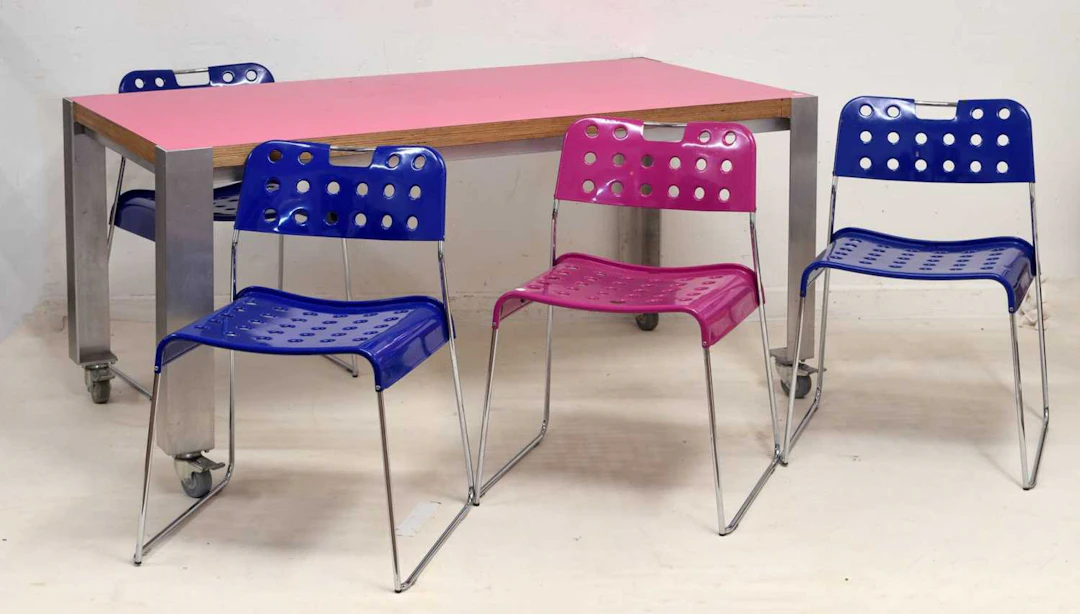 Rodney Kinsman (British, b.1943), for OMK - Harlequin set of four Omstak chairs