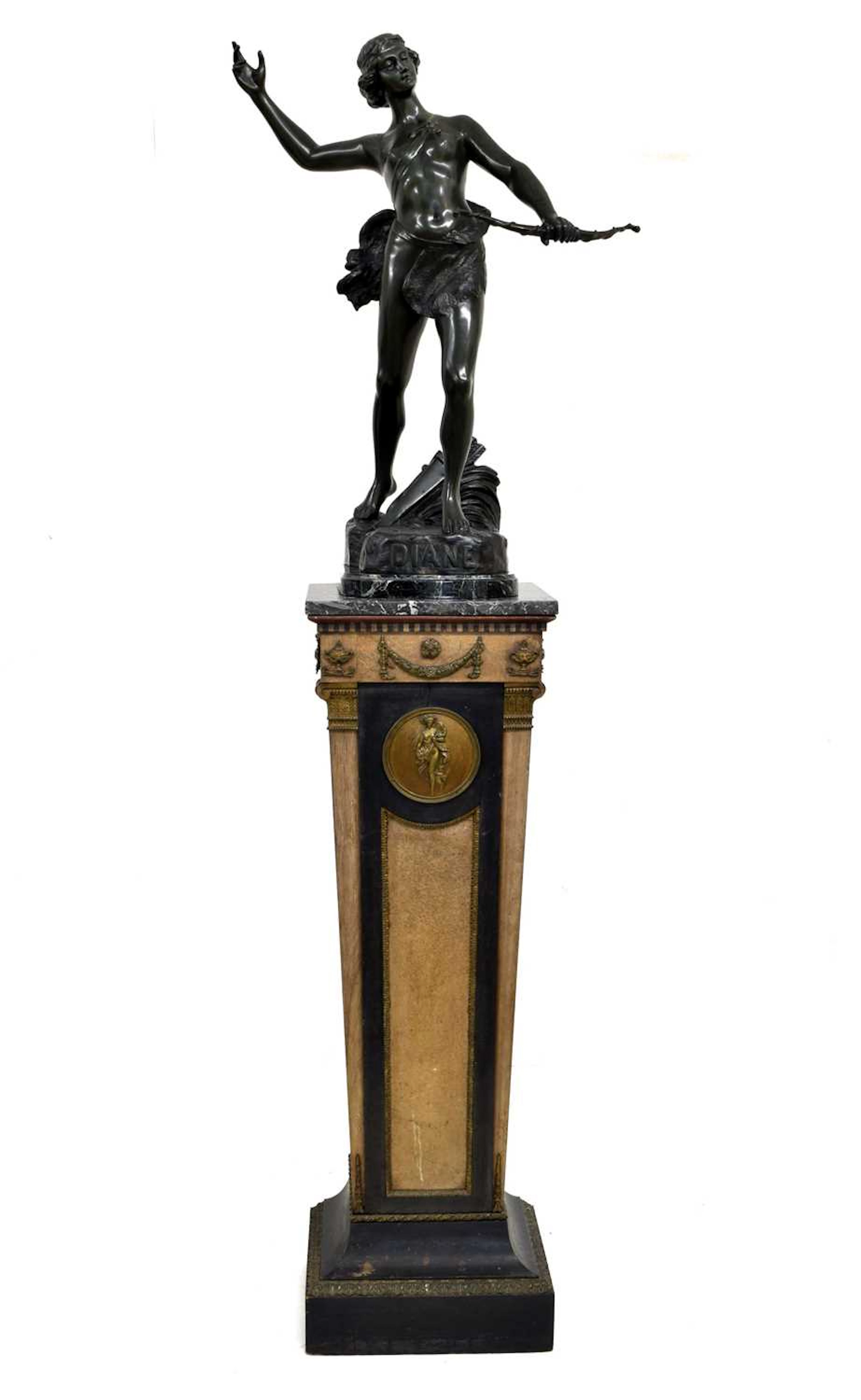 Henri Fugère (French, 1872-1944) - Large cast bronze figure of 'Diane'