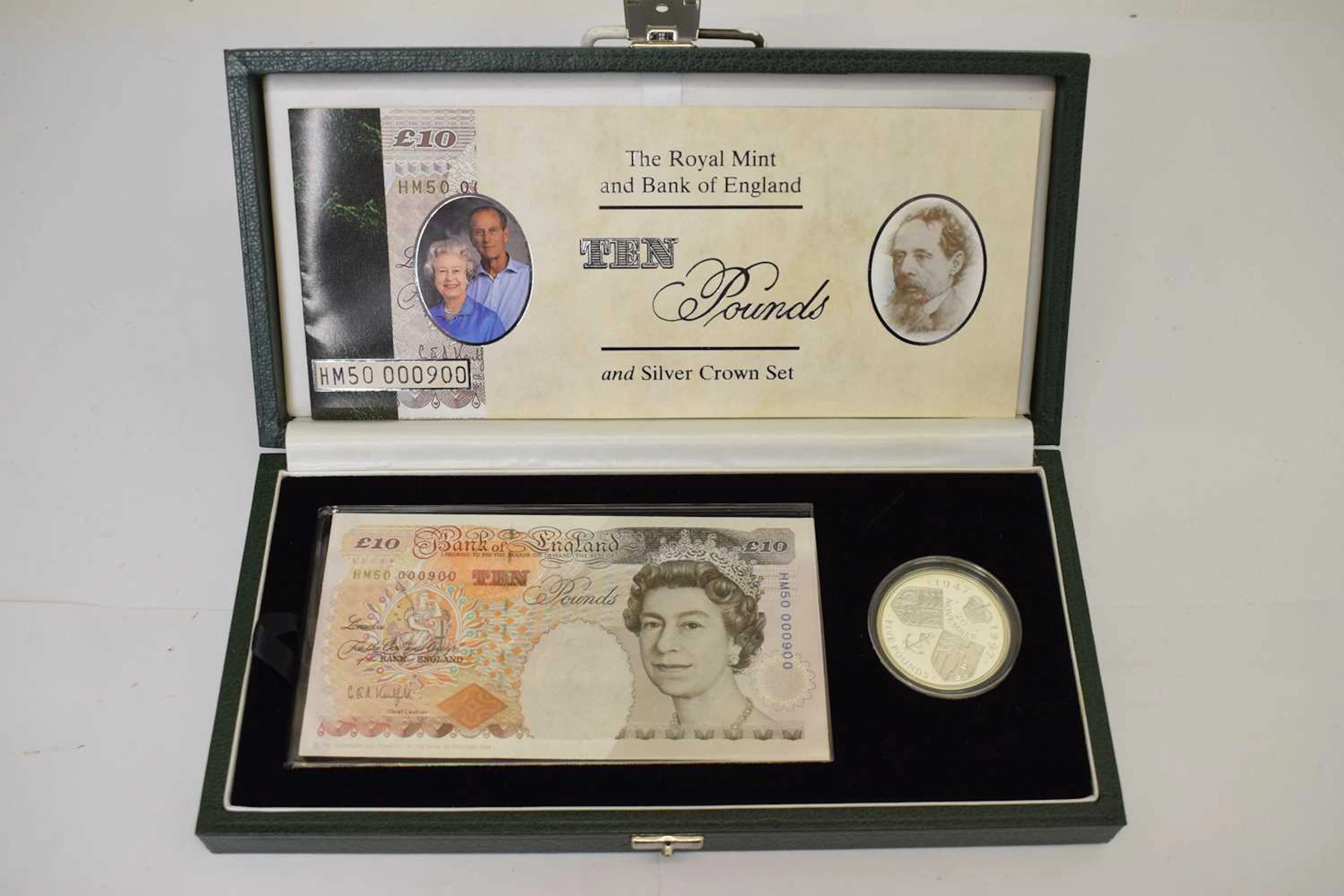 Elizabeth II GB Ten Pounds and Silver Crown Set, 1997