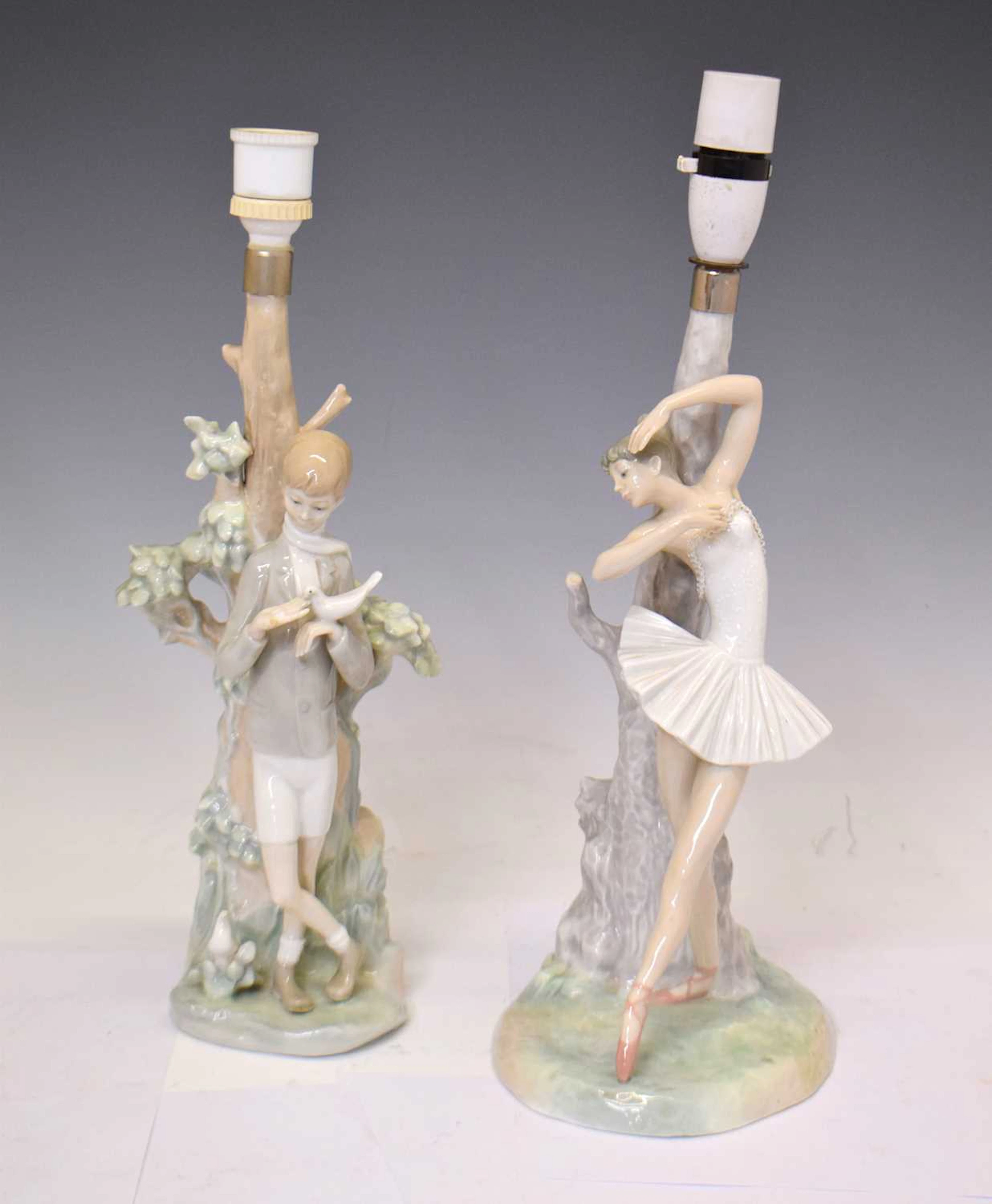 Lladro - Two porcelain figural table lamps