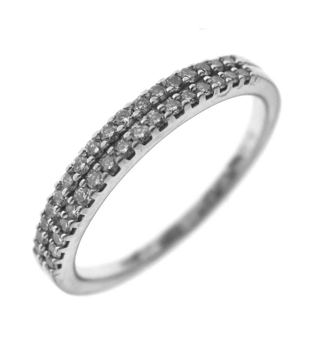 18ct white gold double row diamond dress ring