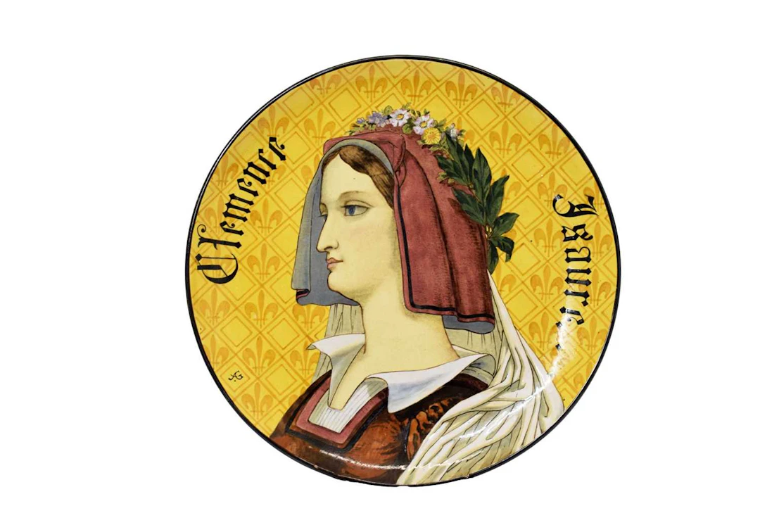 Victorian George Jones pottery 'Clemence Isaure' plate