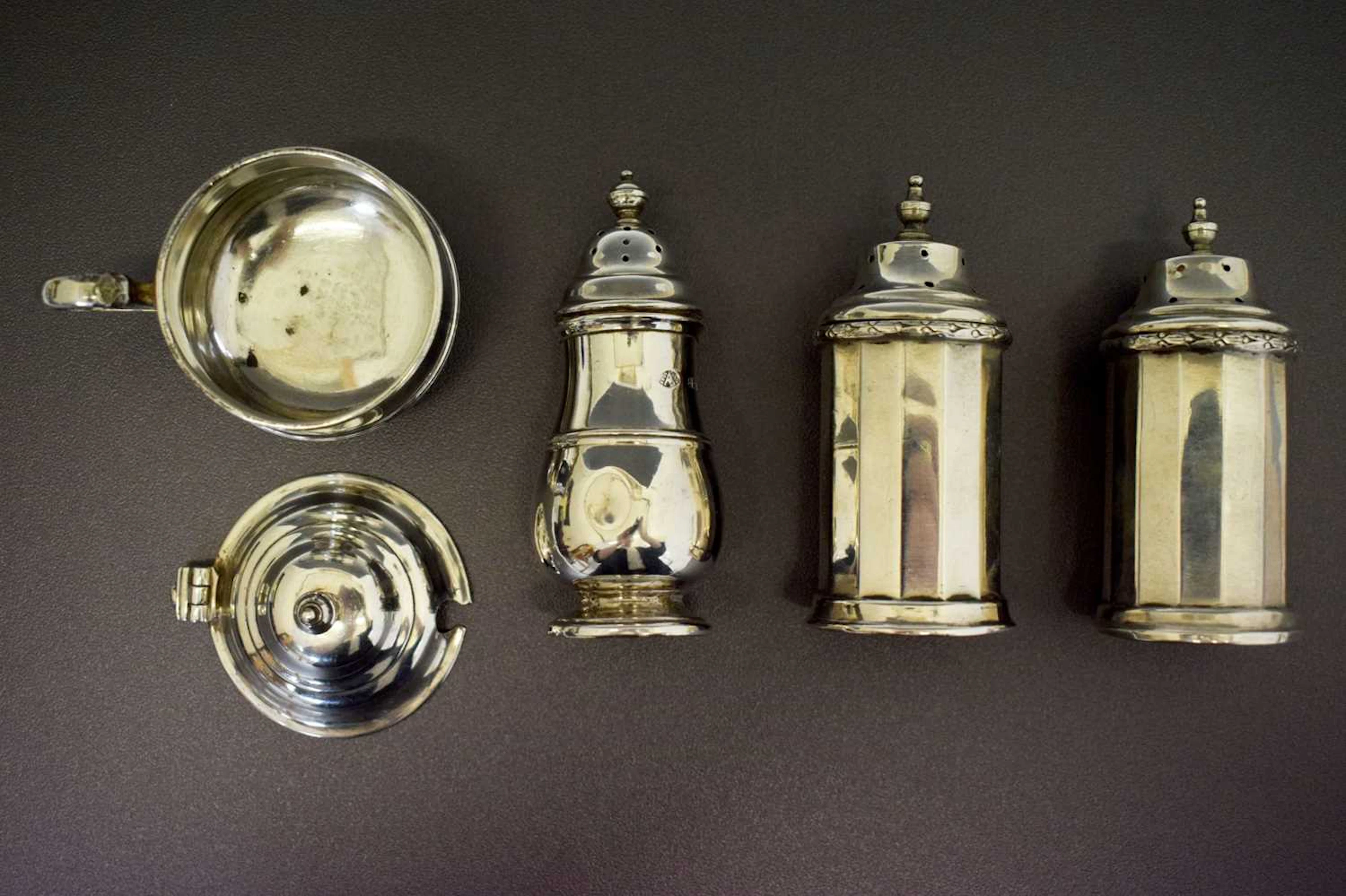 Collection of silver condiments