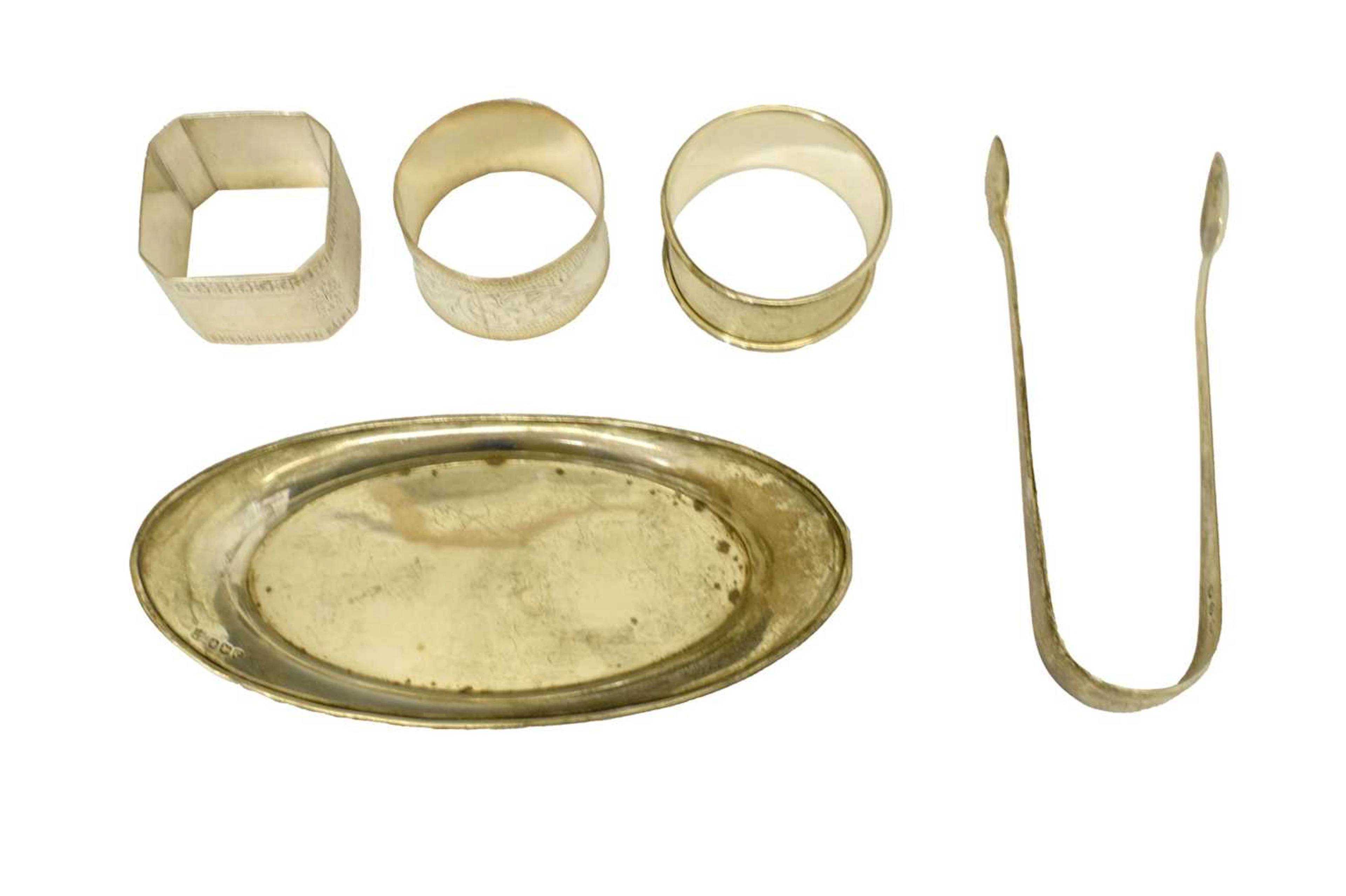 George V silver oval pin tray, etc
