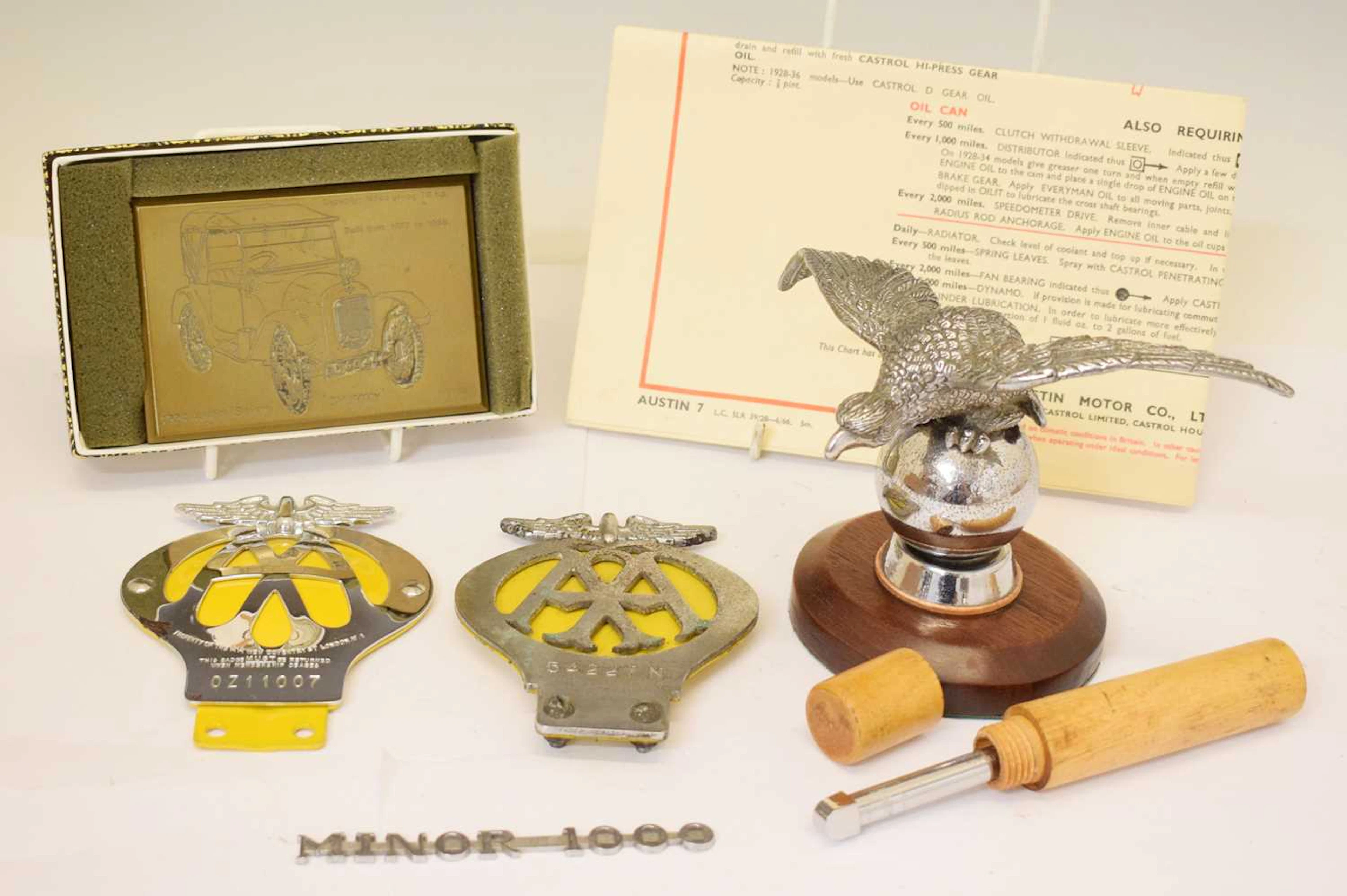 Vintage chrome Desmo 'Eagle on a Ball' car mascot, etc
