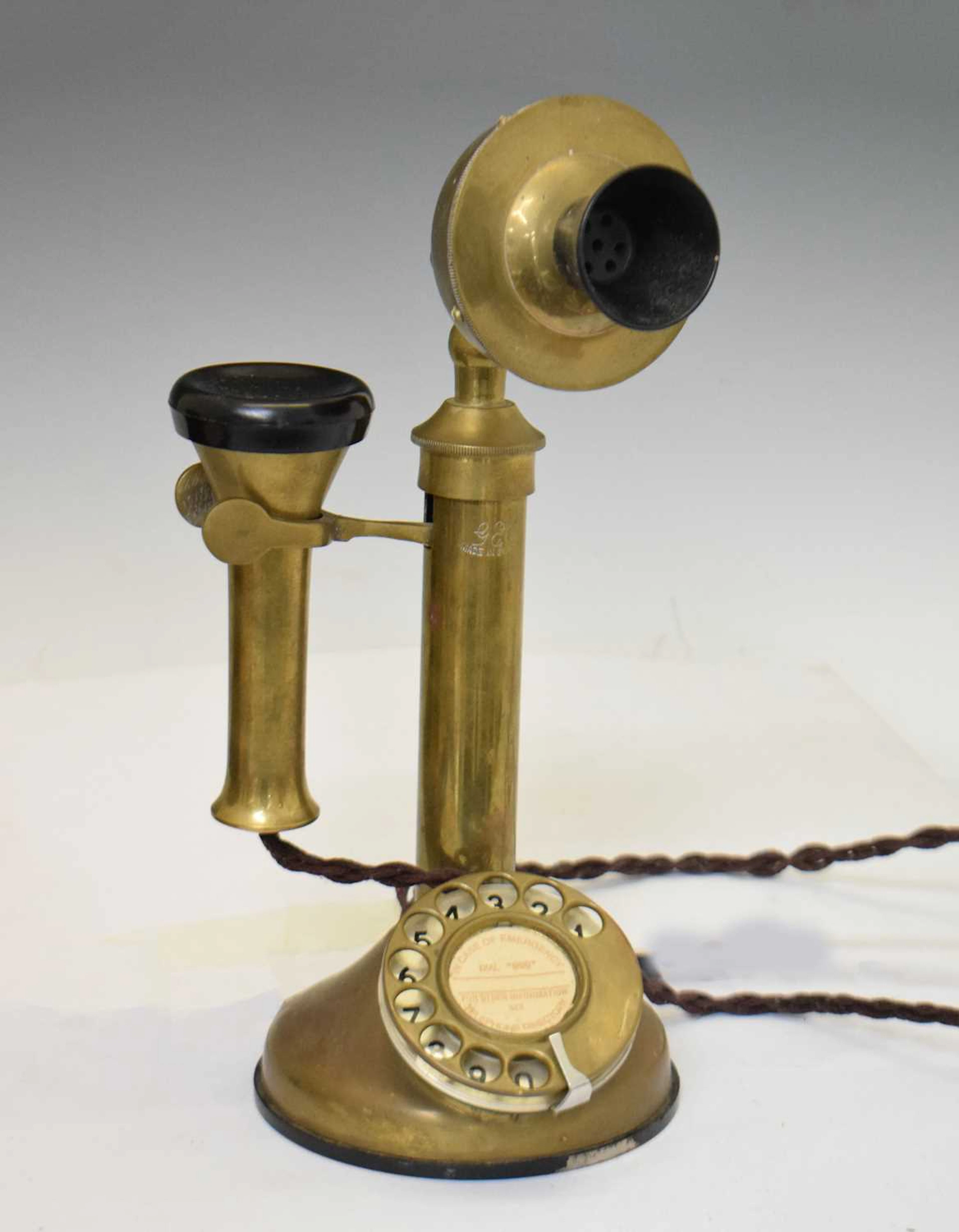 Vintage G.E.C. brass candlestick telephone