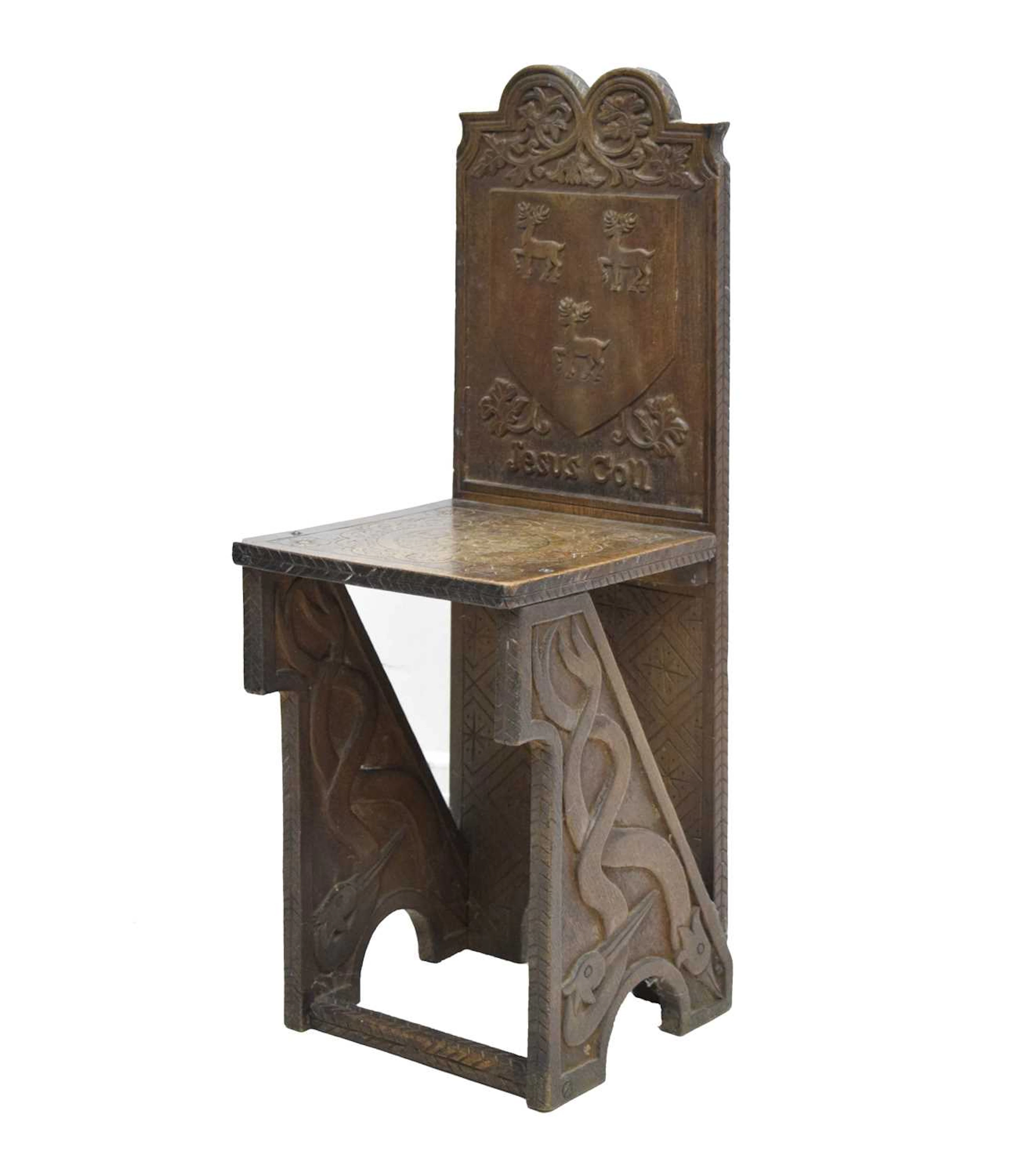 Welsh Interest - Late Victorian Jesus College, Oxford carved oak Eisteddfod