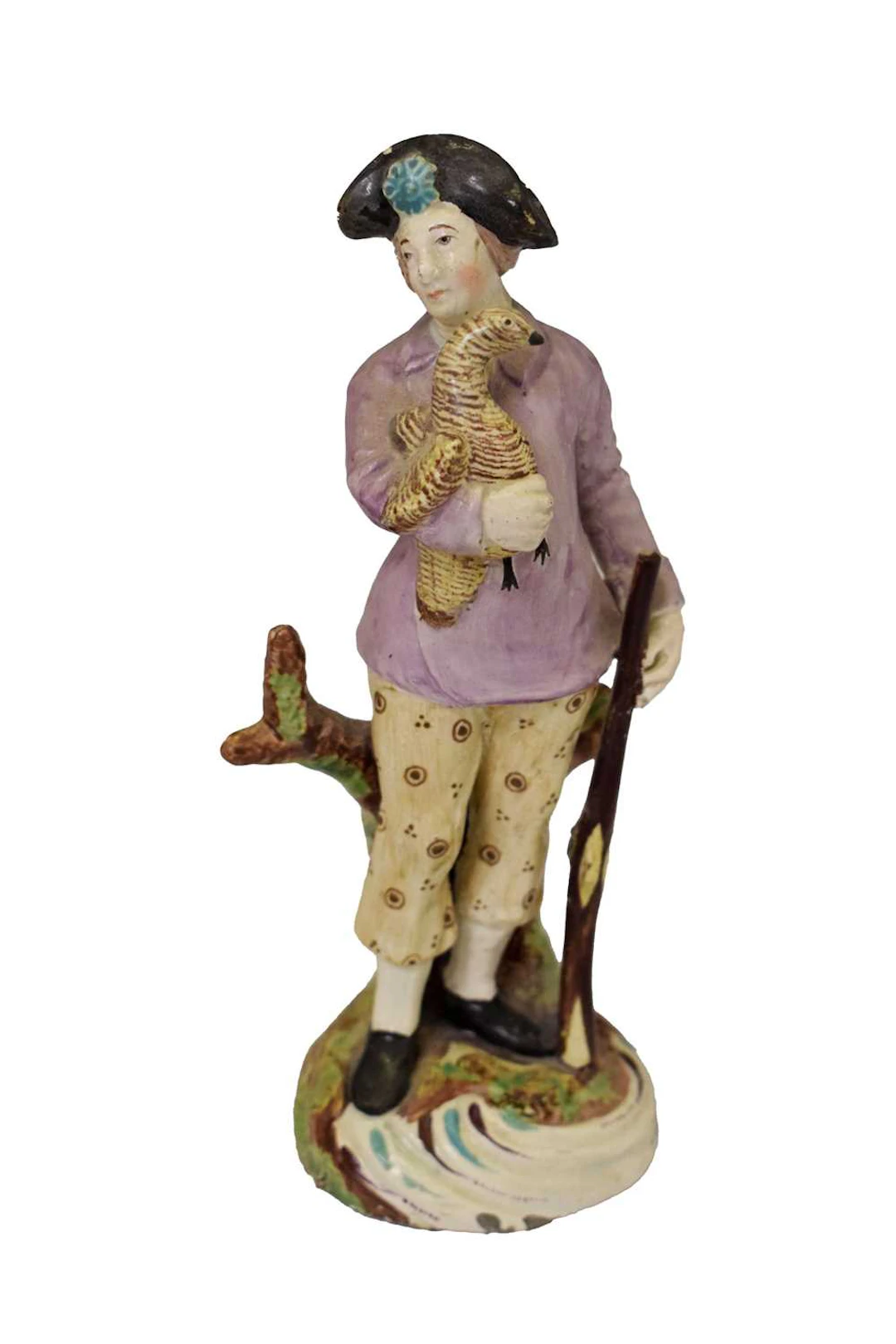 Late 18th century Staffordshire pearlware figure of a falconer