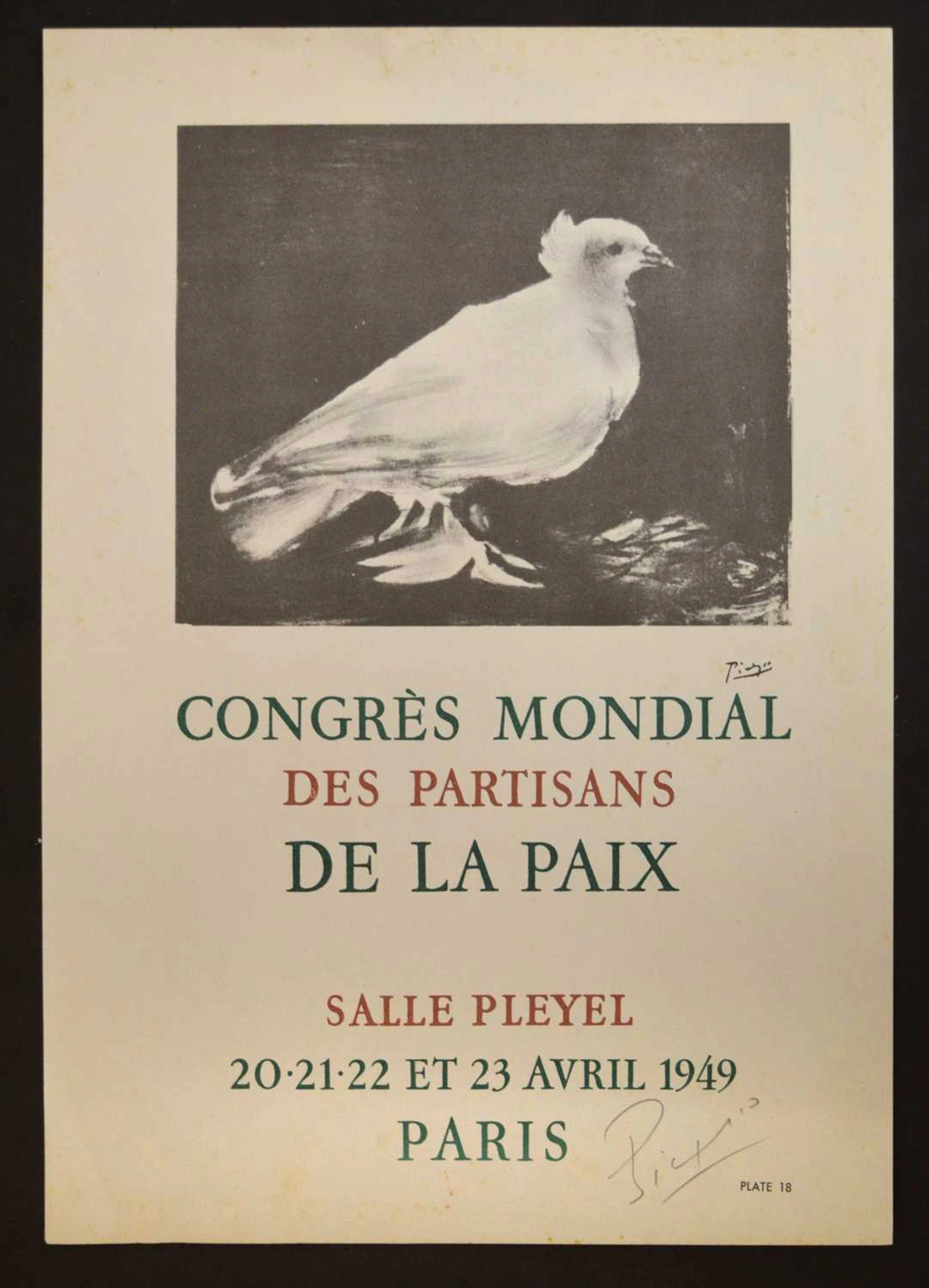 Picasso - Signed 'World Congress of Partisans for Peace' plate
