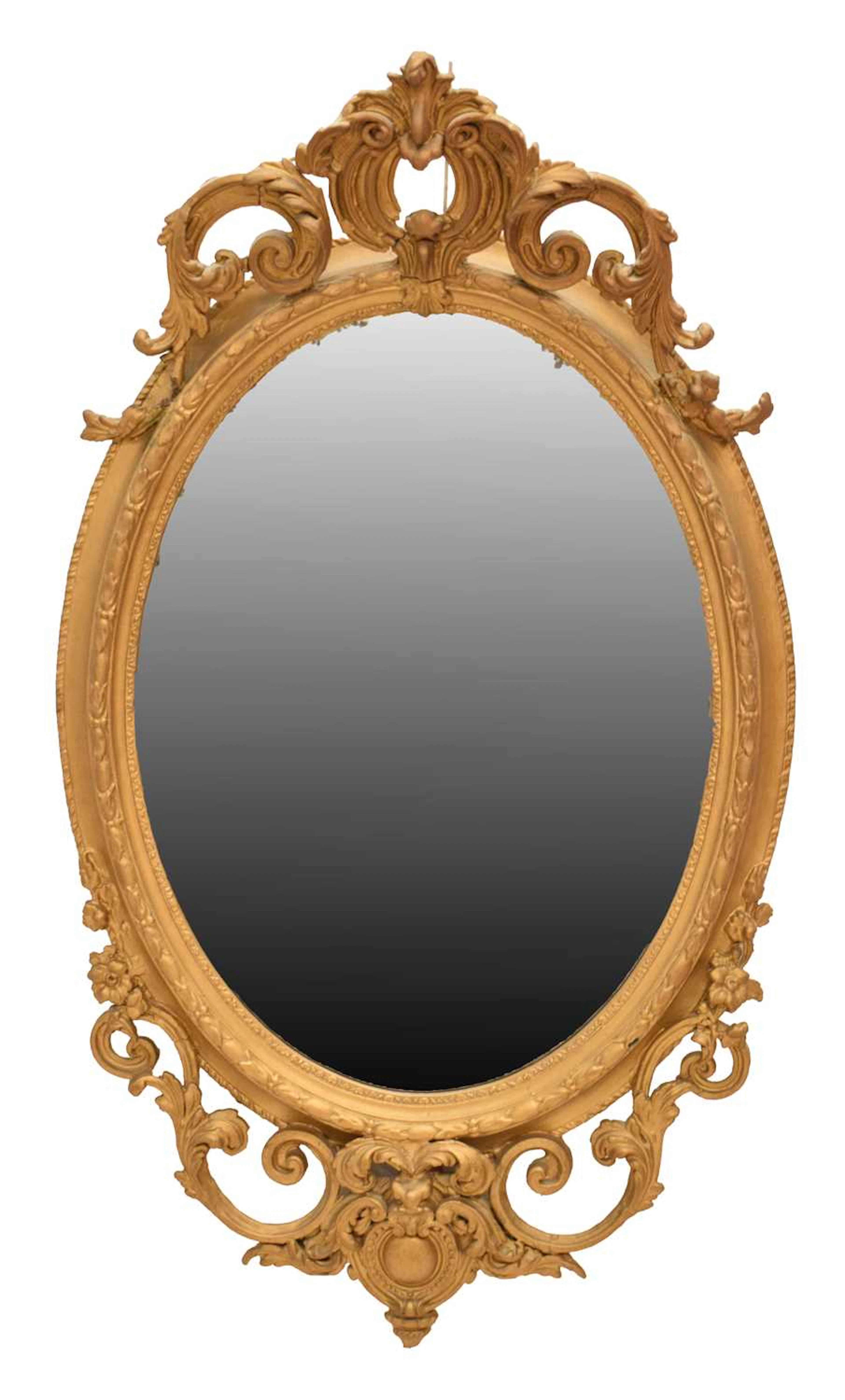 Early 20th century oval giltwood and gesso wall mirror