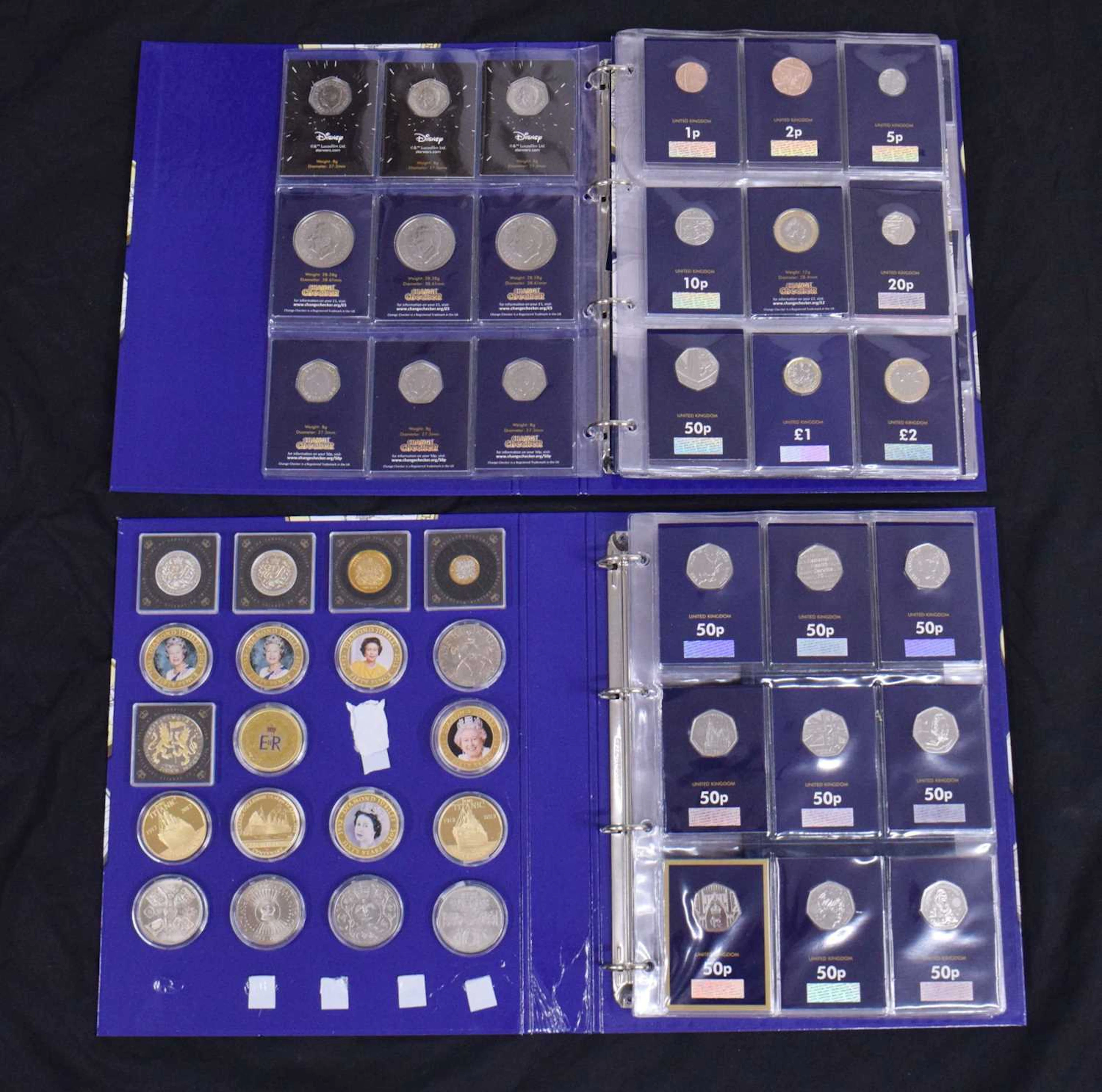 Two albums of GB presentation commemorative coins