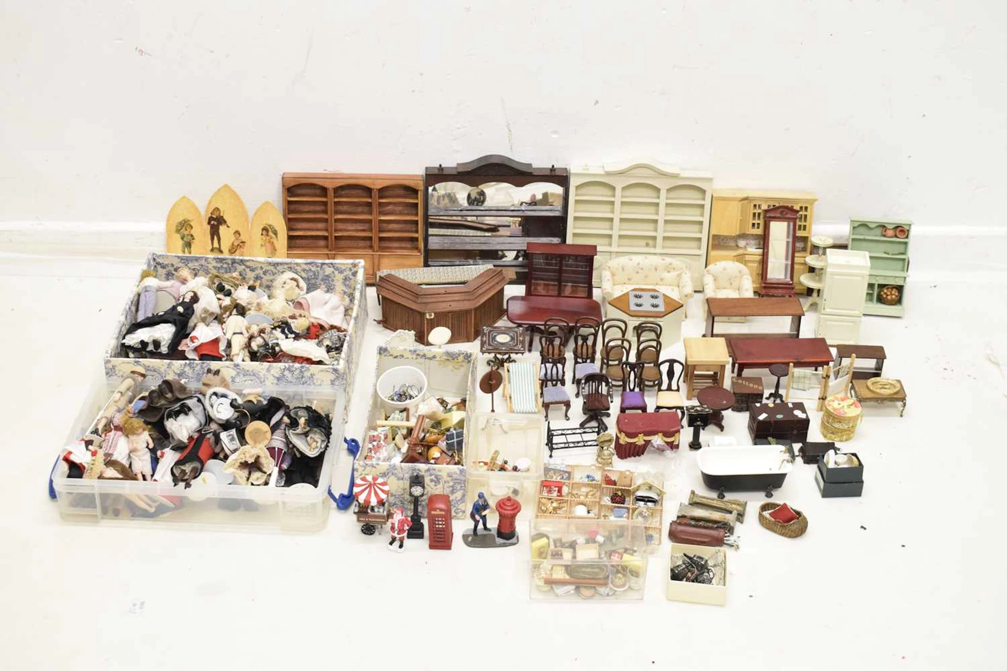 Quantity of modern ceramics dolls and accessories