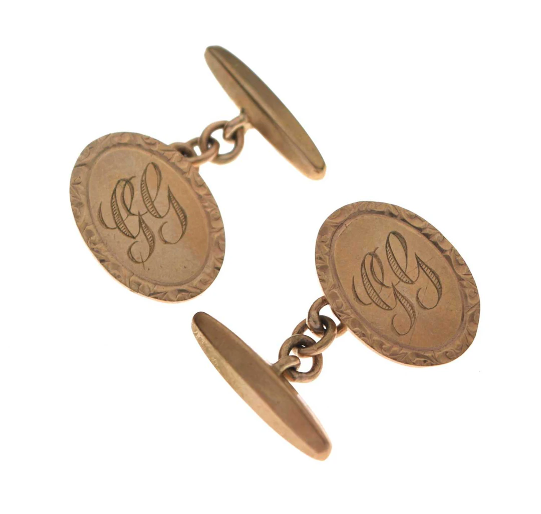 Pair of 9ct gold monogrammed cufflinks