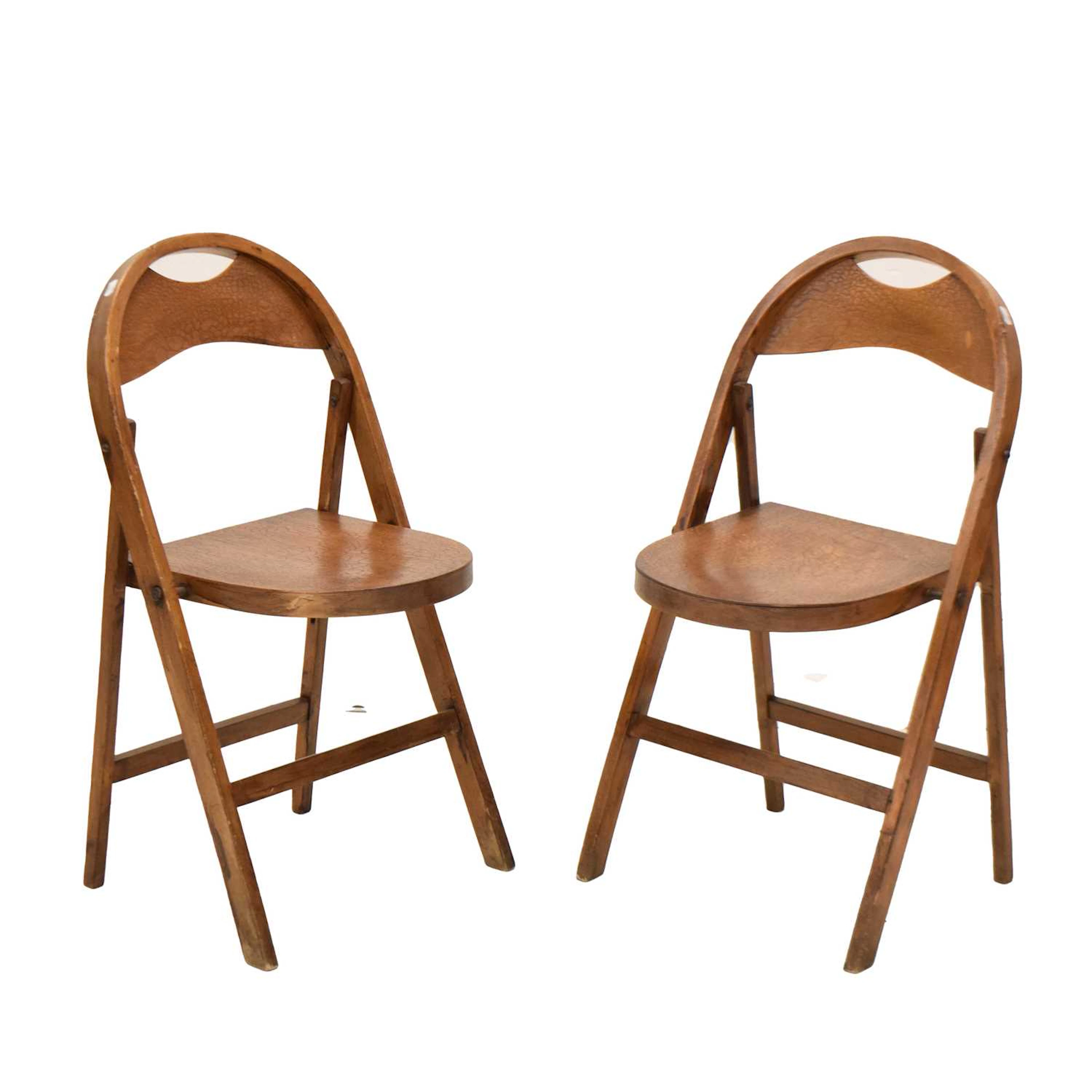 Attributed to Thonet - Pair of B751 bentwood and plywood folding chairs