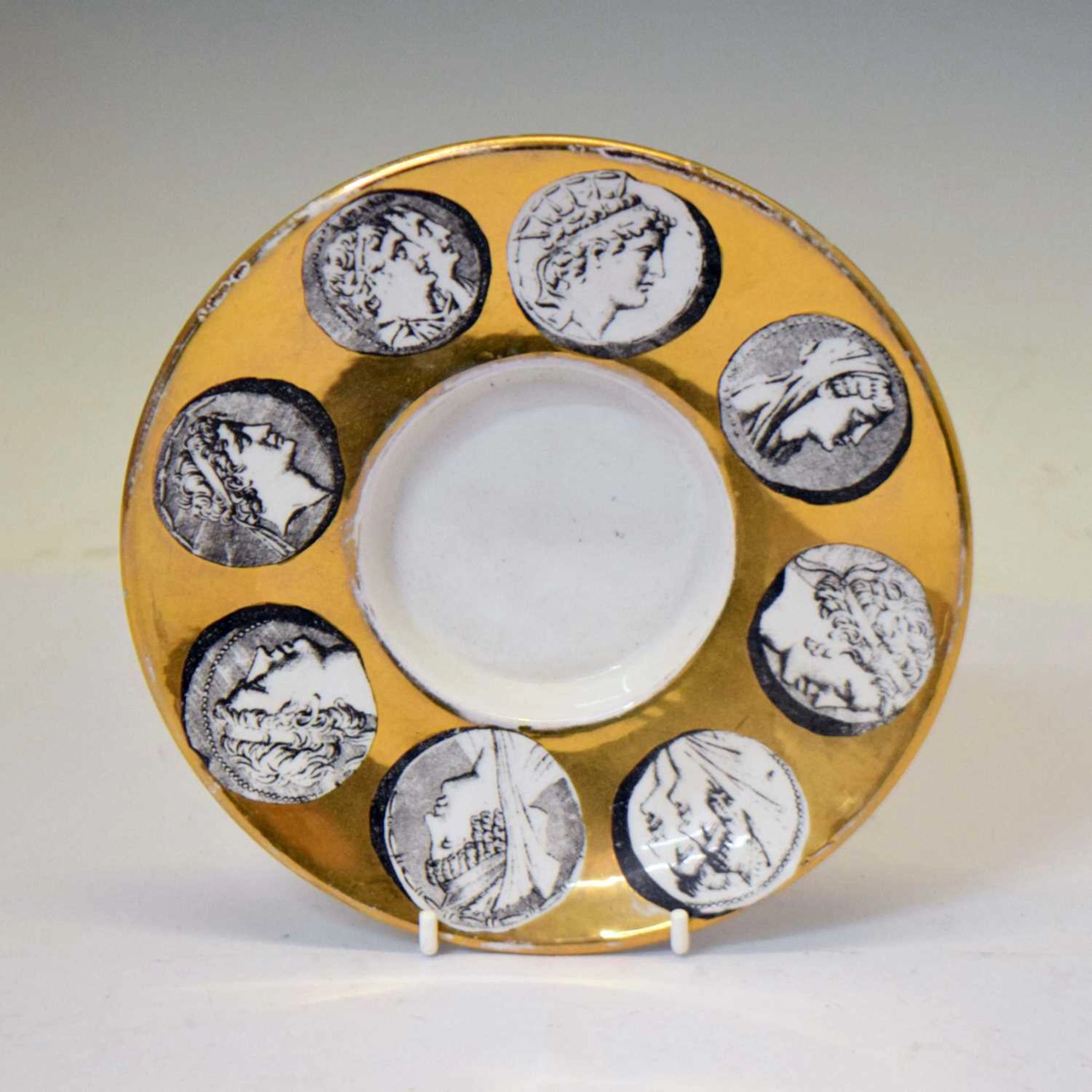 Fornasetti Italian shallow dish decorated with classical figures on