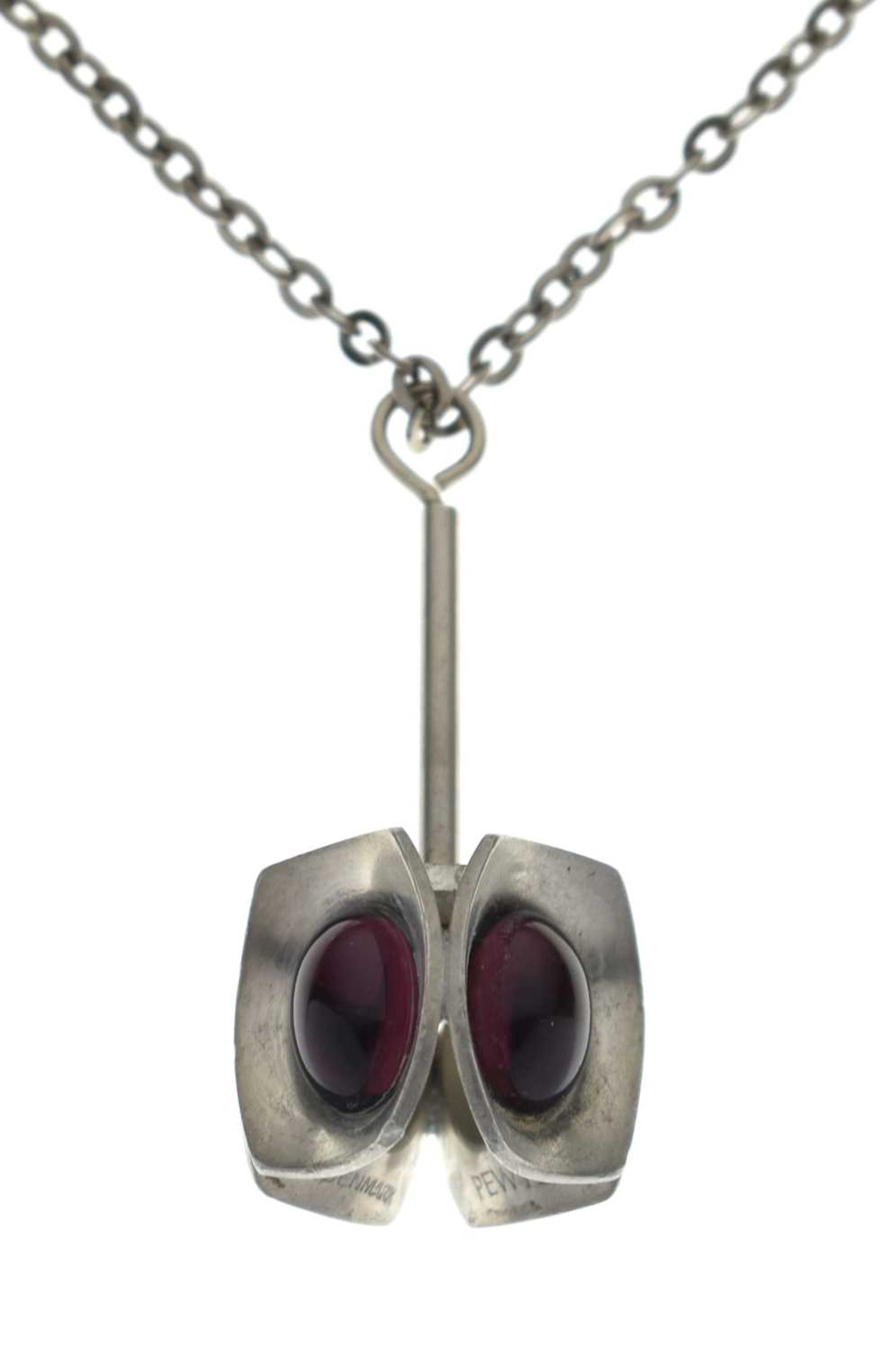 Jorgen Jensen glass pewter pendant necklace