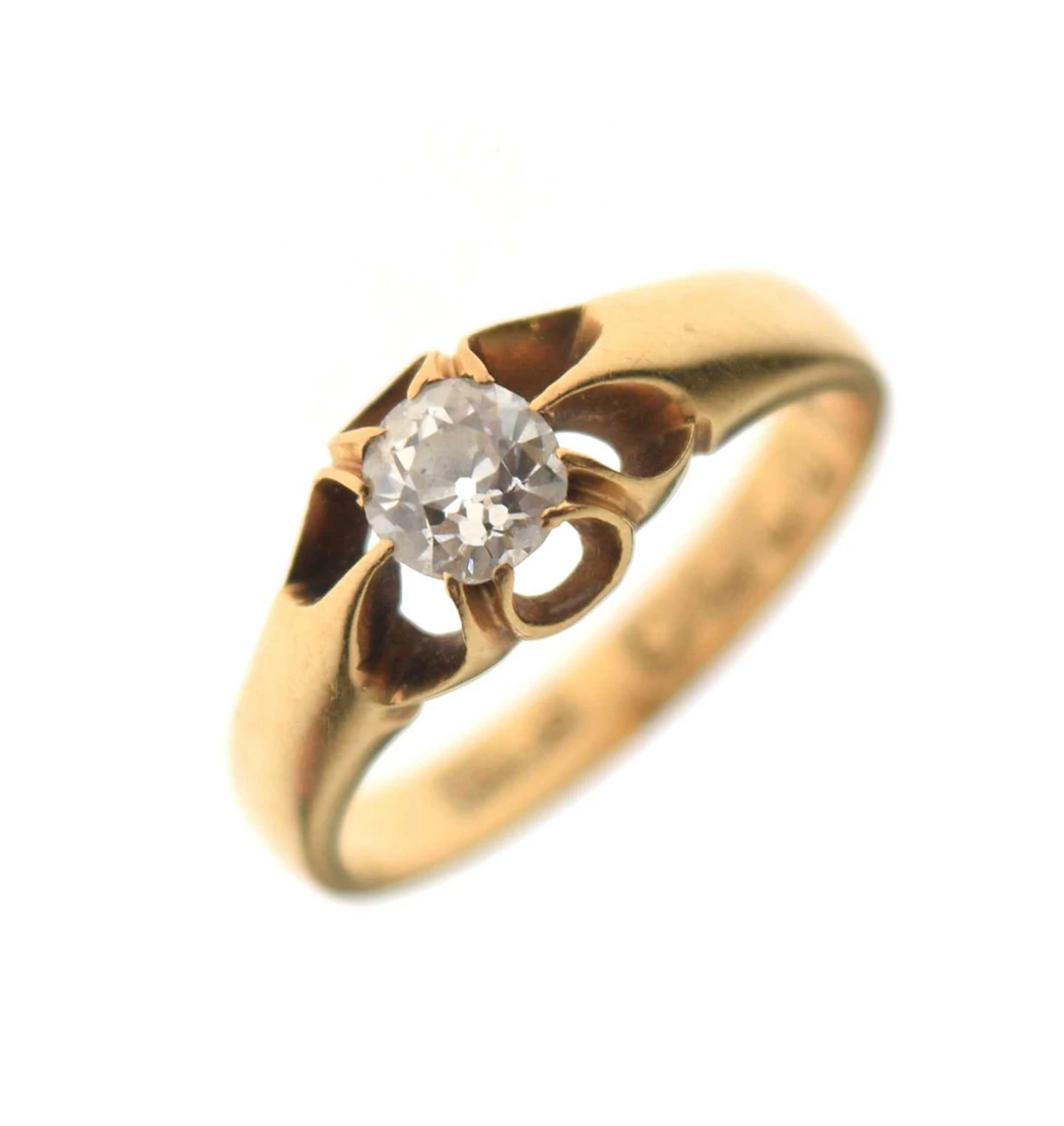 Victorian solitaire diamond 18ct gold ring