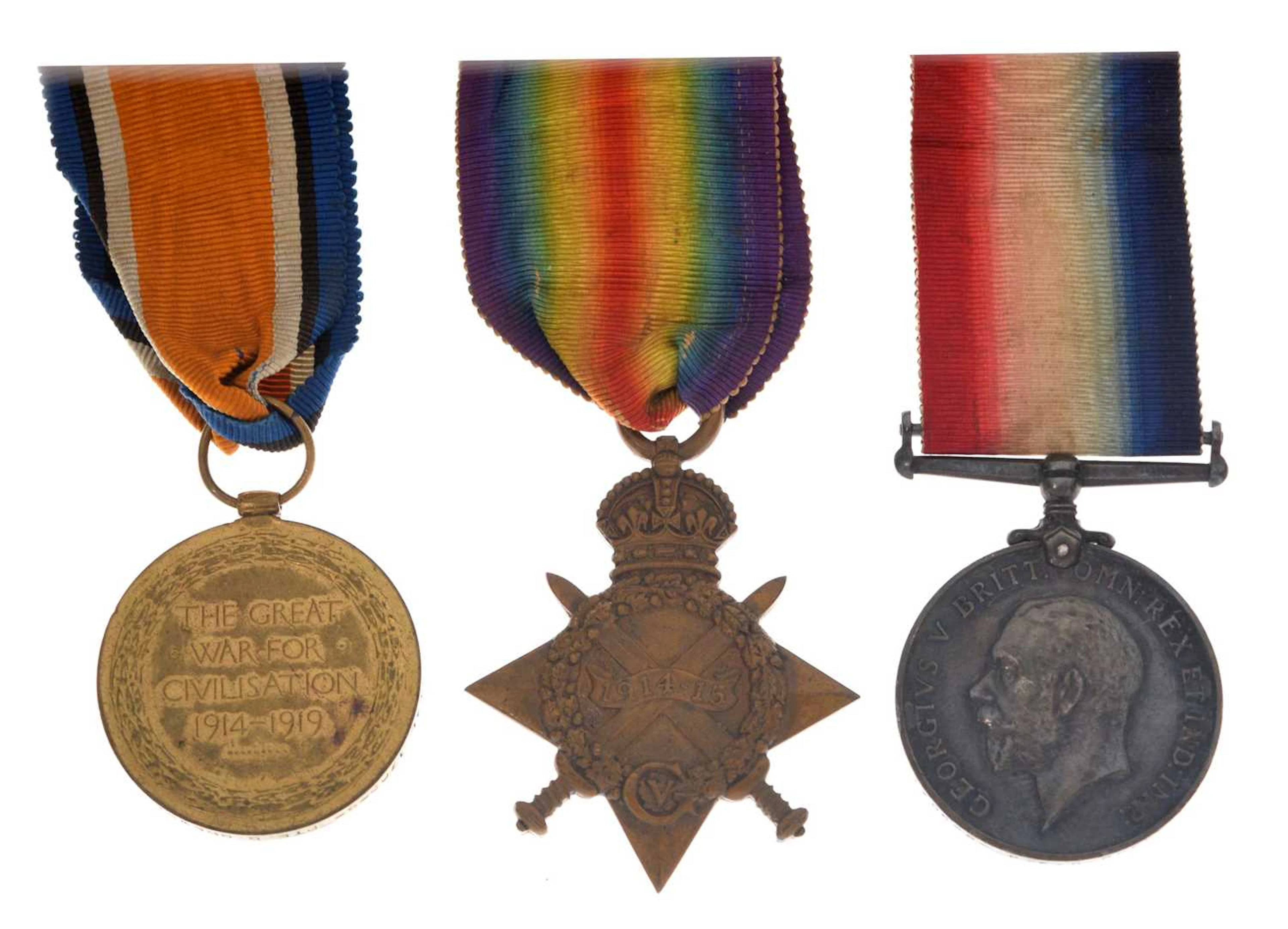 British First World War medal trio to Private G. Brewster, Royal Marines