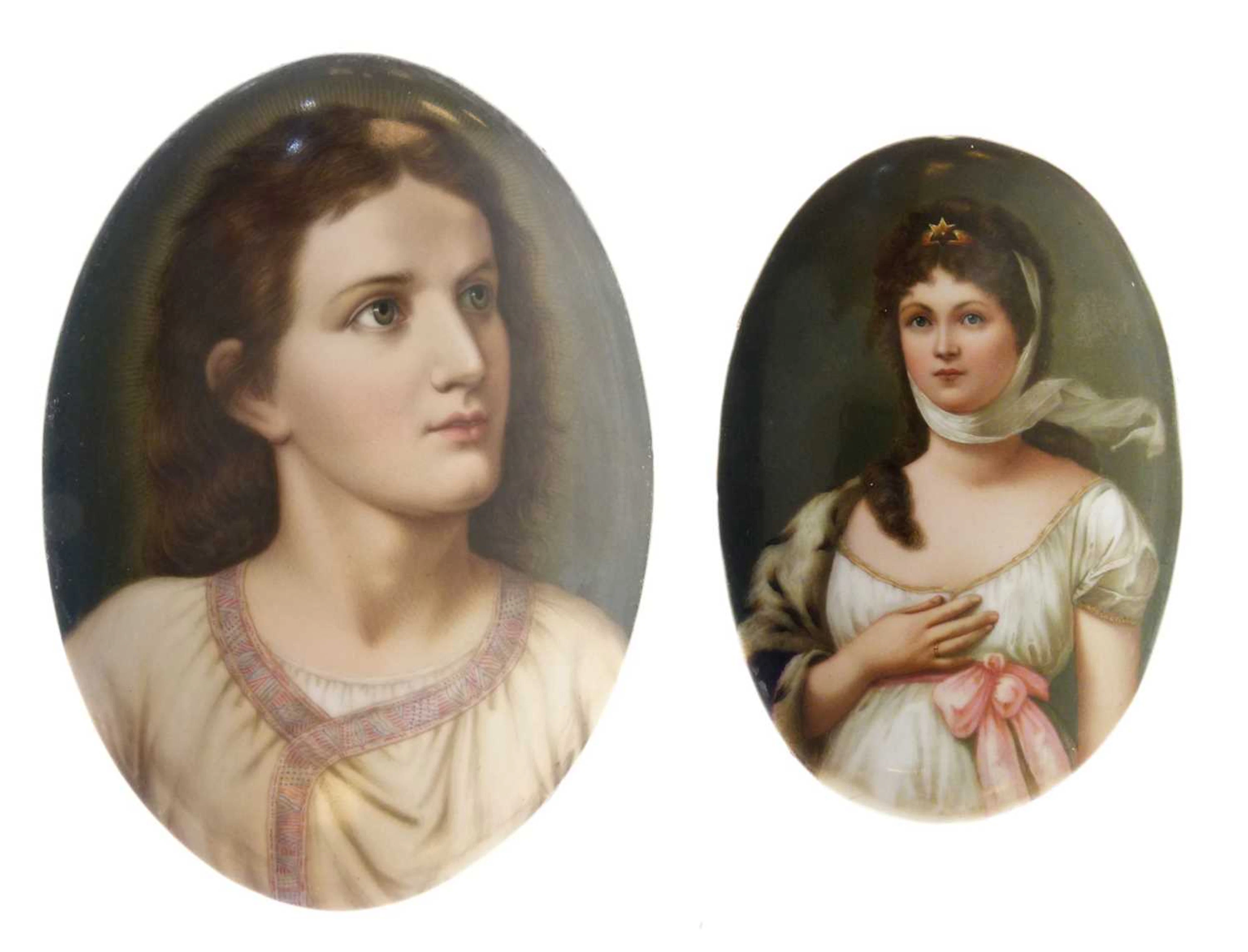 Two late 19th century Berlin porcelain oval plaques