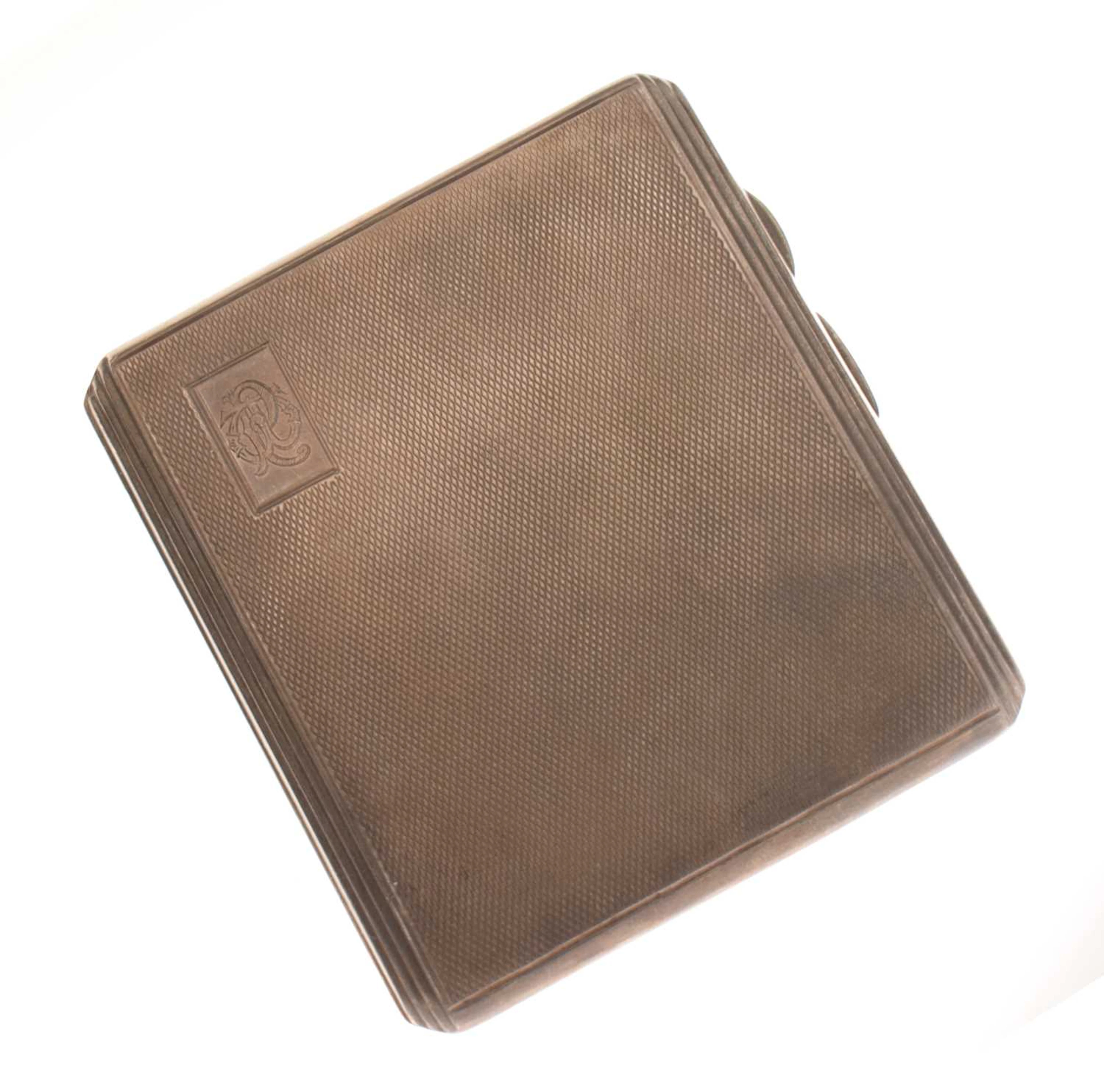 George VI silver cigarette case with engine-turned decoration