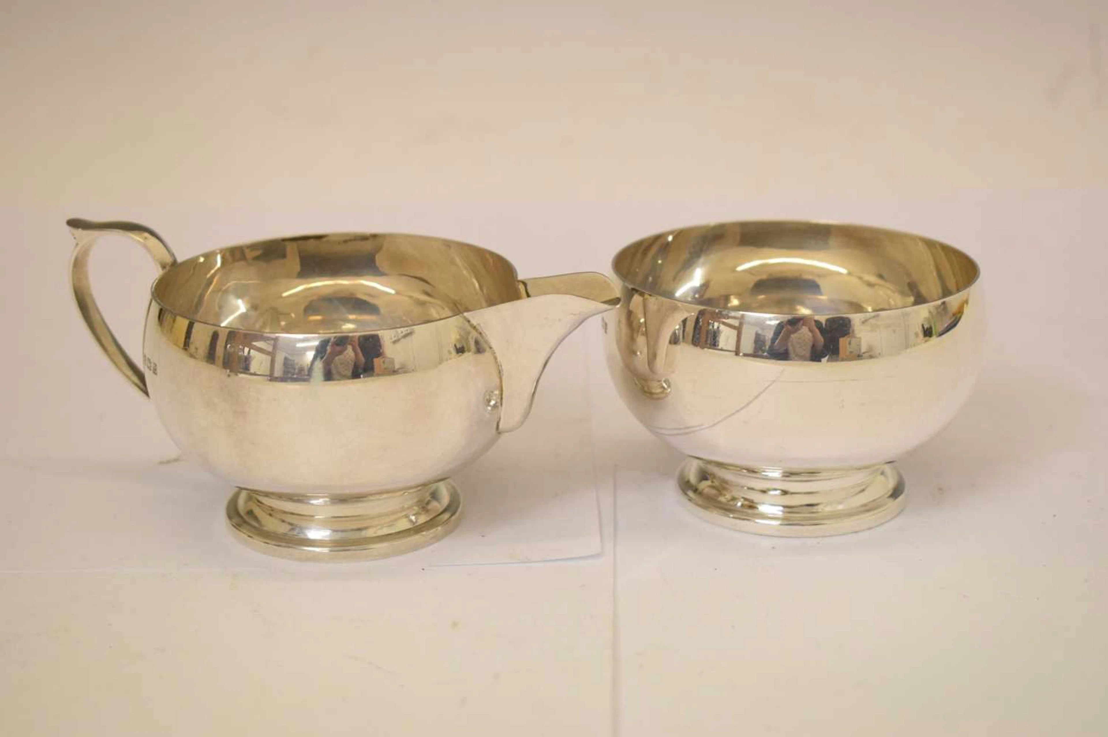 George VI silver cream jug and sugar bowl
