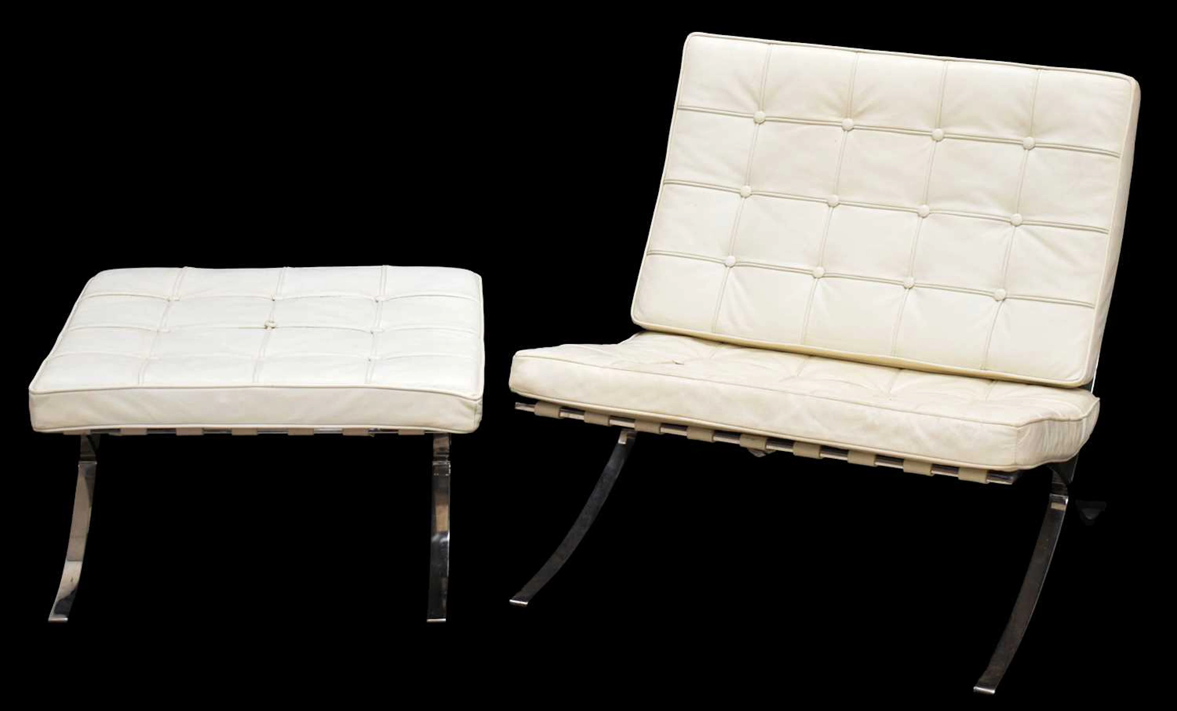 After Mies van der Rohe, Barcelona style chair and footstool