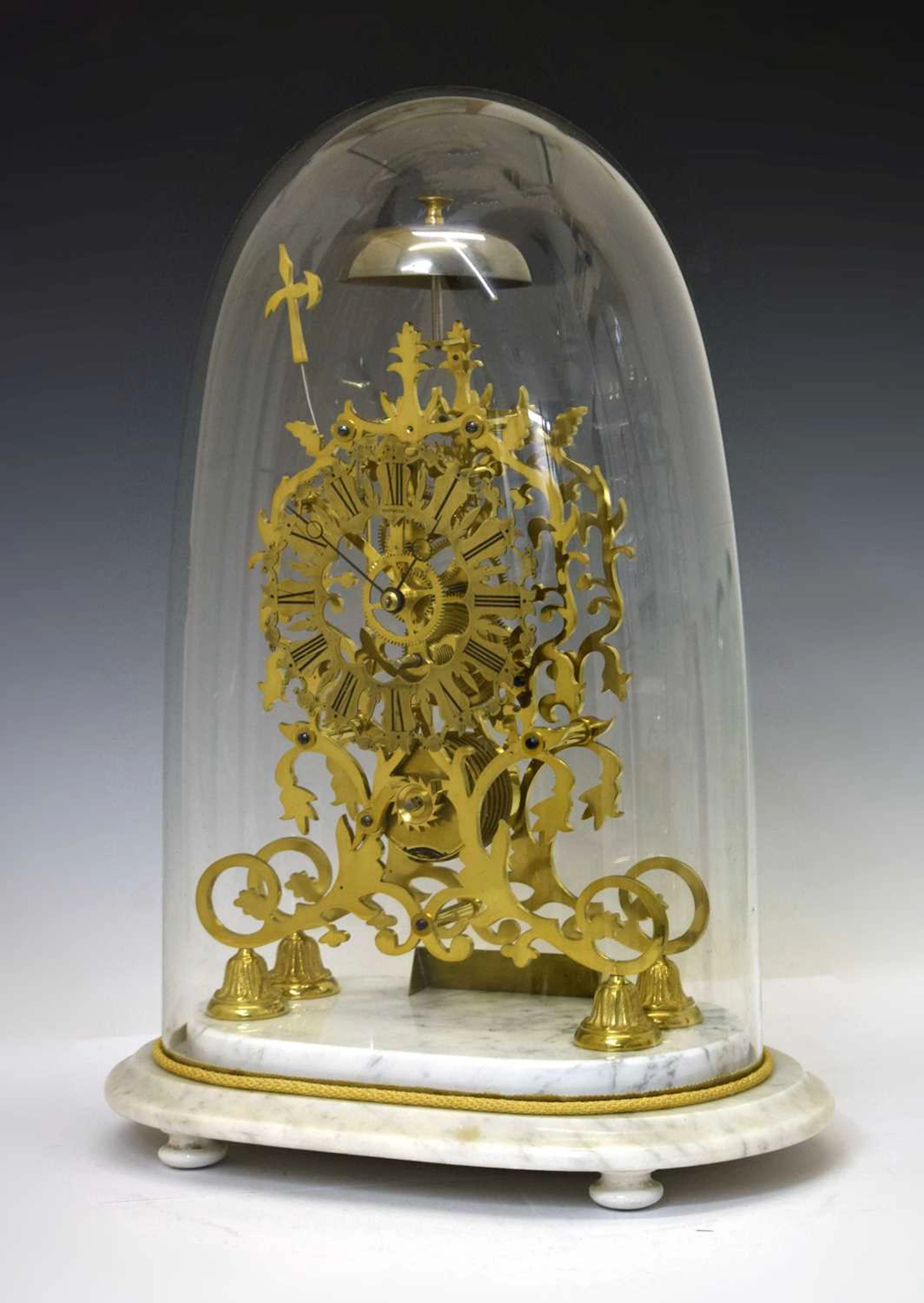 Robert Hopwood, Gloucester - Mid Victorian brass single fusee skeleton clock