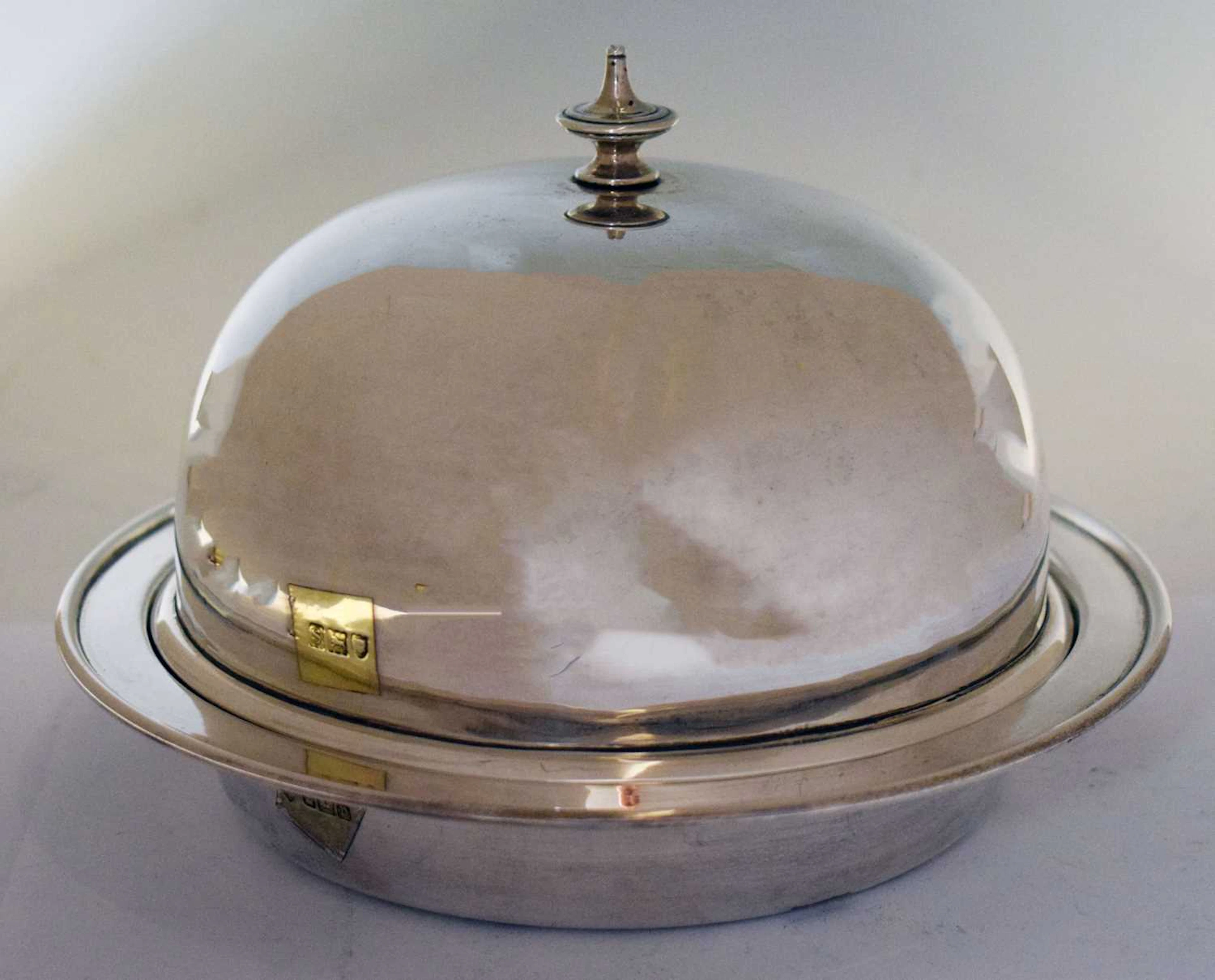 George V silver muffin dish with later matched dome lid