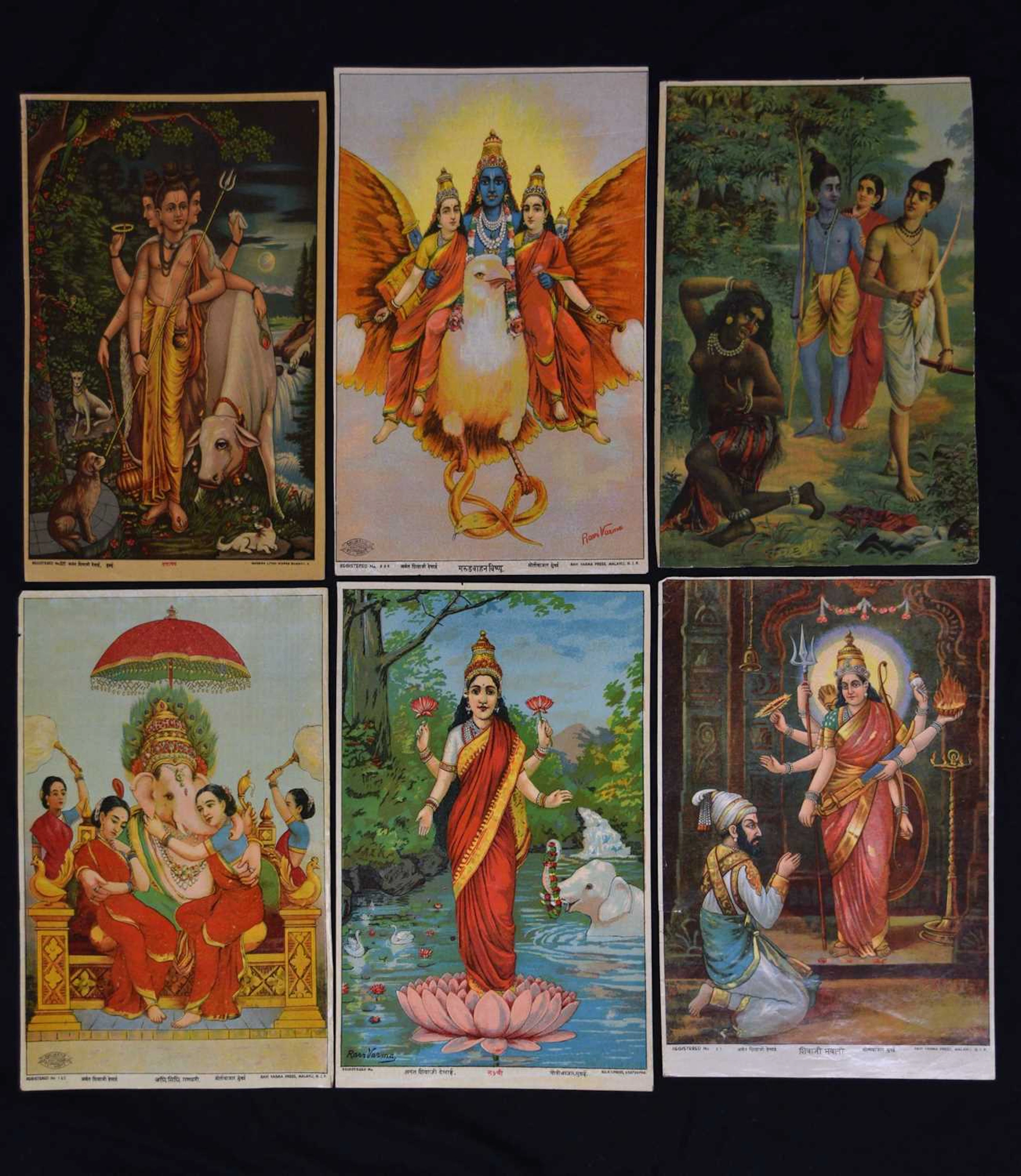 Collection of twenty-three Indian (mostly Ravi Varma Press) oleographic prints