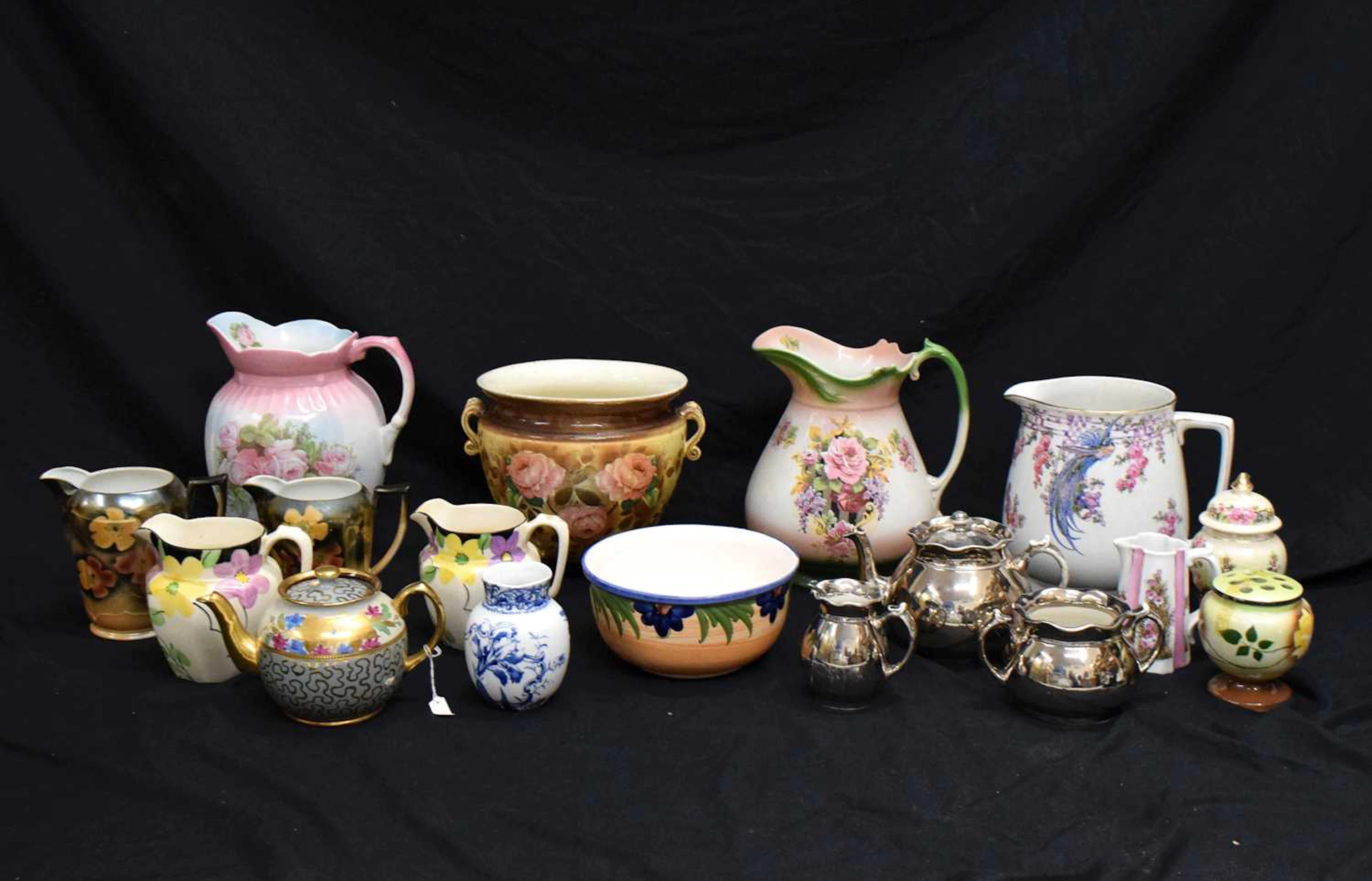 Collection of late 19th century transfer printed jugs, etc