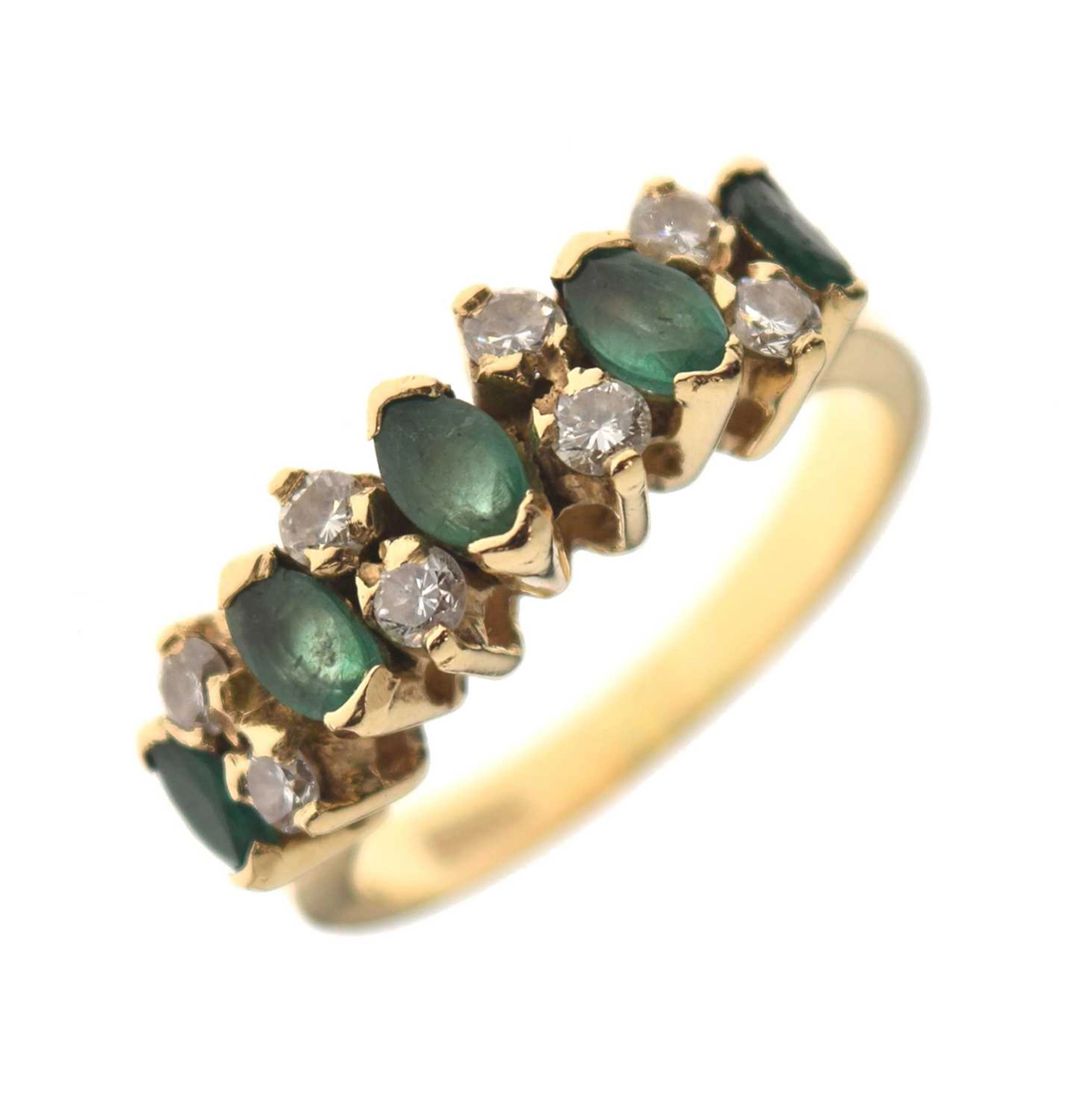 Emerald and diamond fancy-cut dress ring