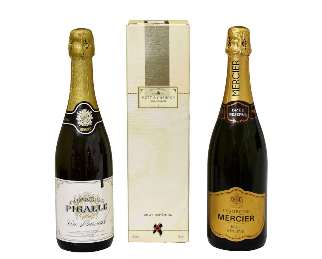 Moët & Chandon Brut Imperial Champagne, Mercier Brut Reserve Champagne, etc
