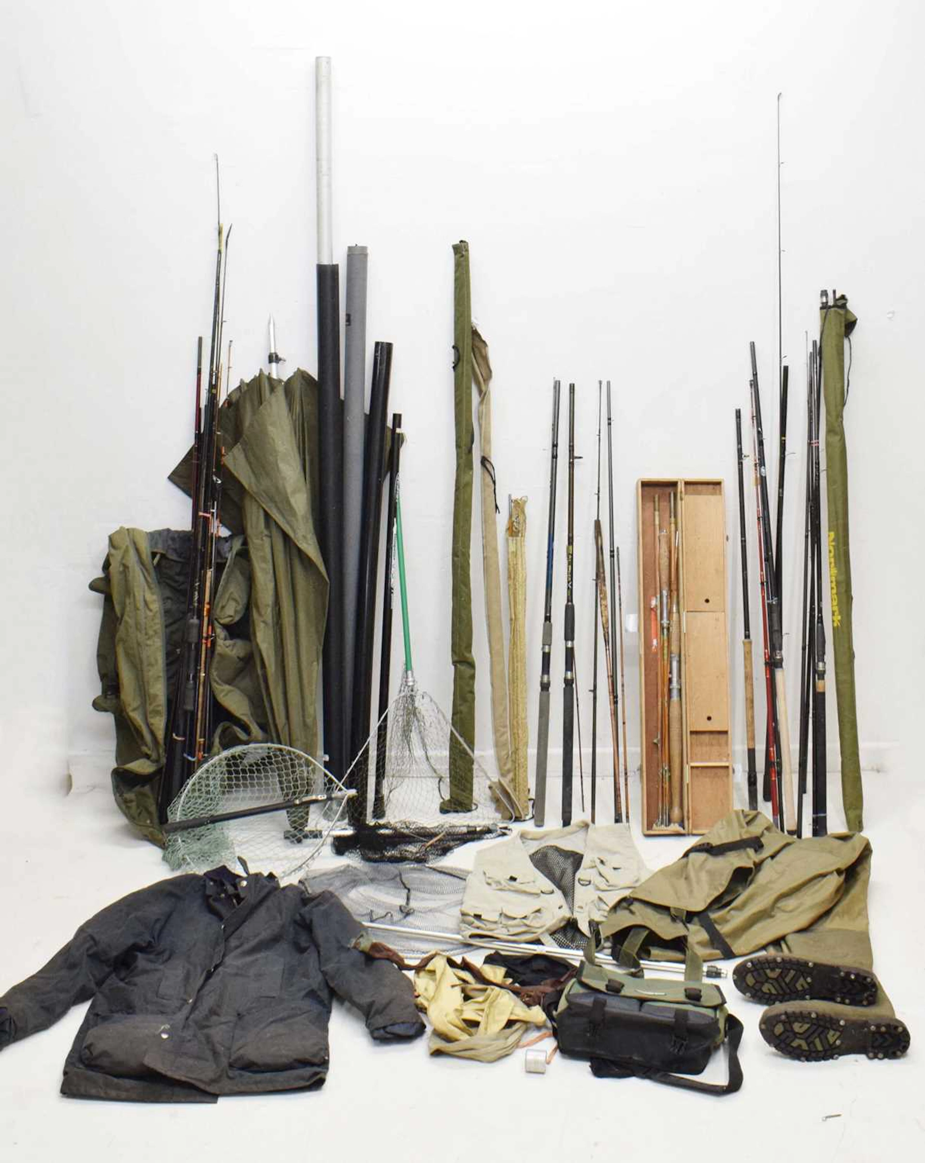 A large quantity of fishing rods and related equipment
