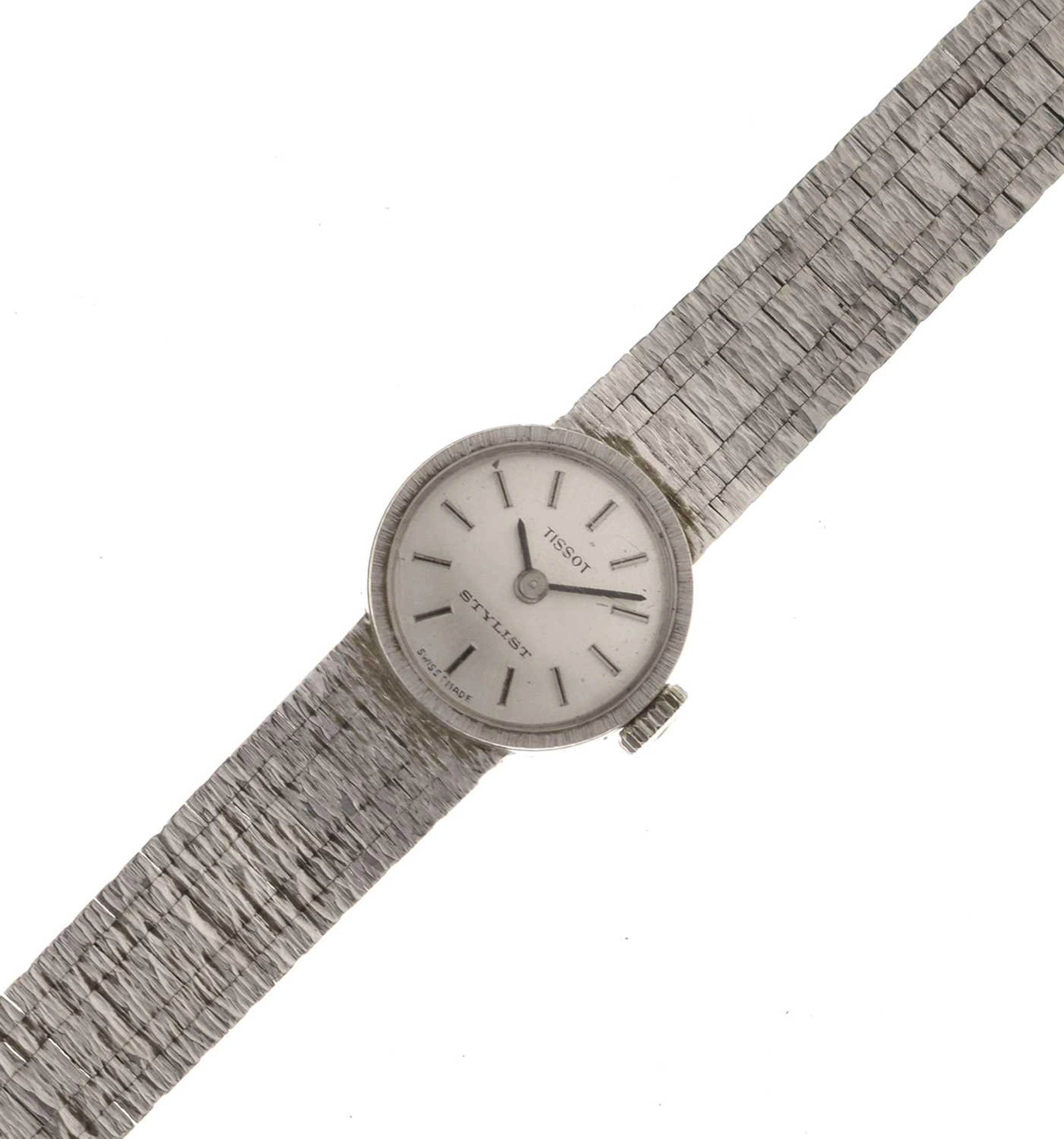 Tissot - Lady's Stylist 9ct white gold bracelet watch, ref. 76055