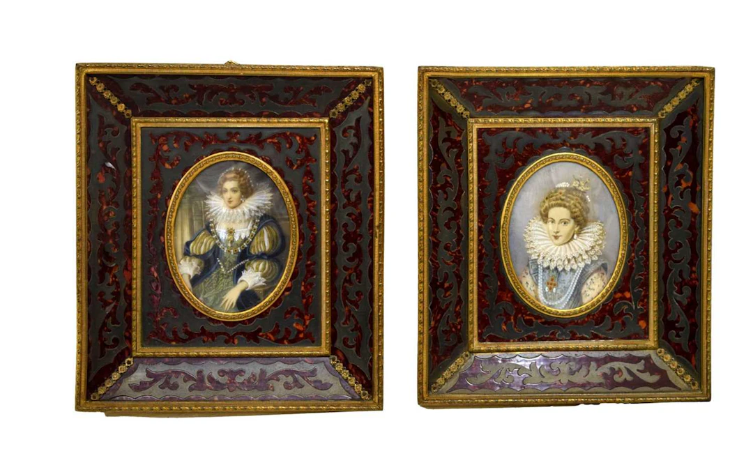 Pair of early 20th century oval miniature watercolours on ivory