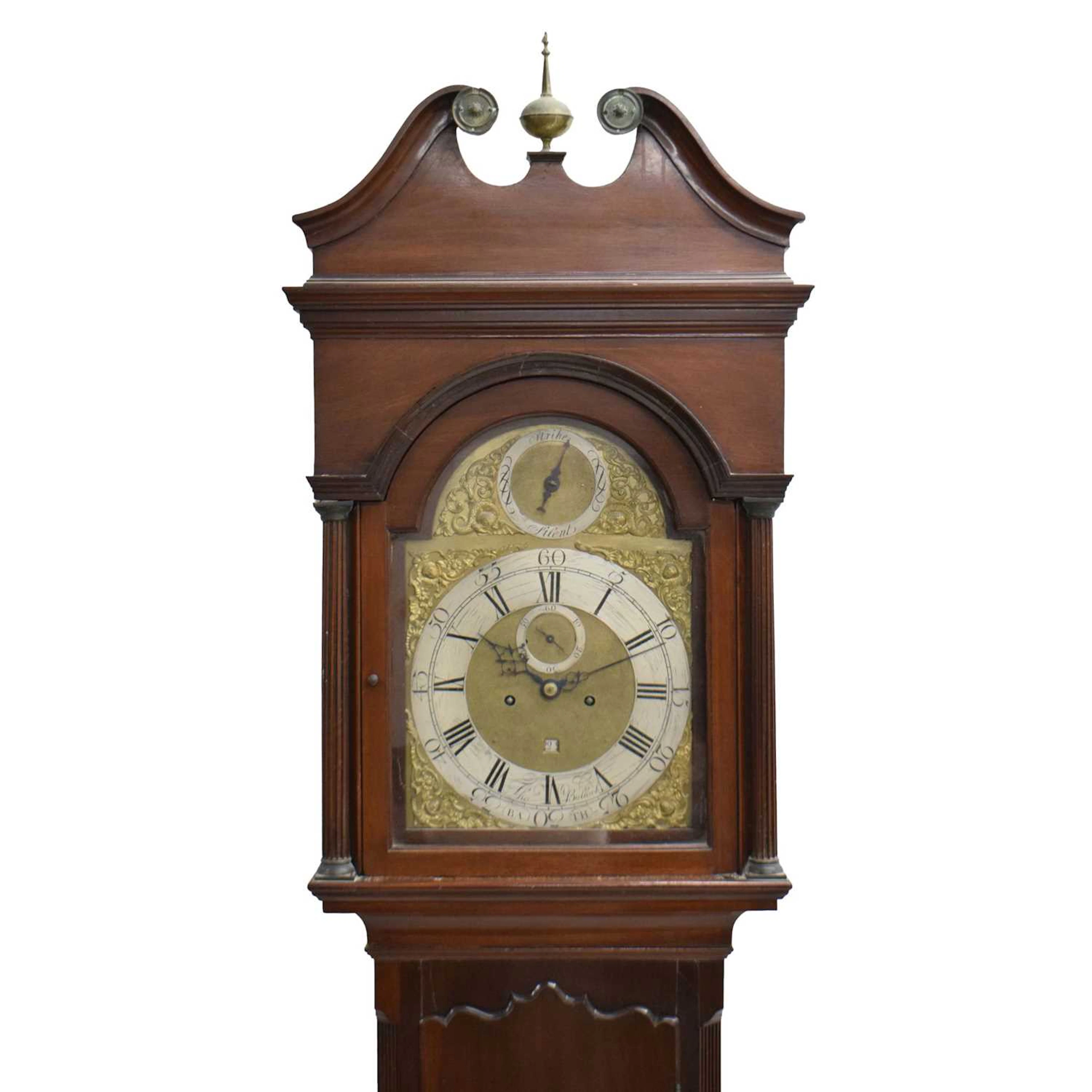 George III mahogany cased 8-day brass dial longcase clock, Thomas