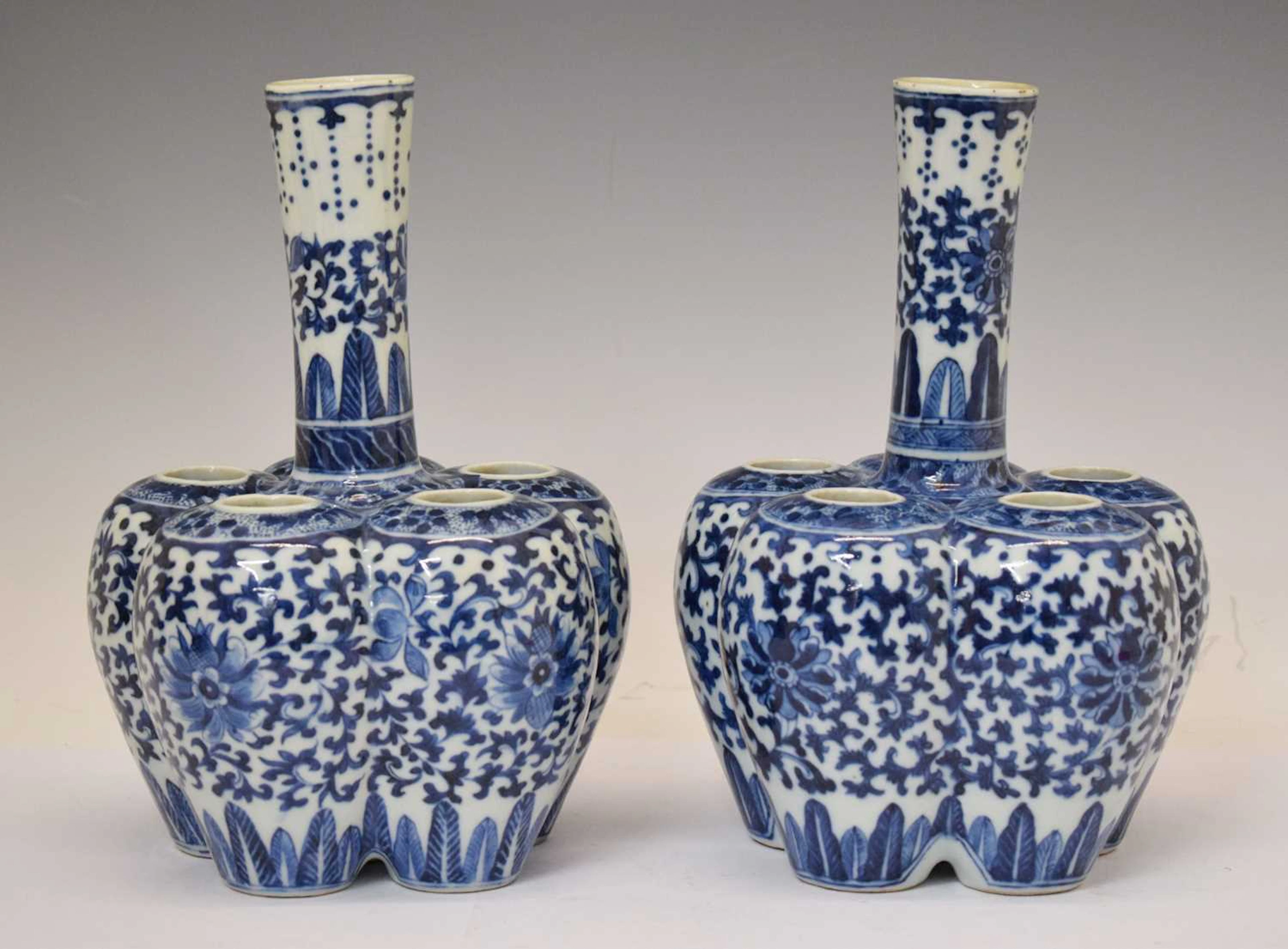 Pair of Chinese blue and white porcelain tulip vases