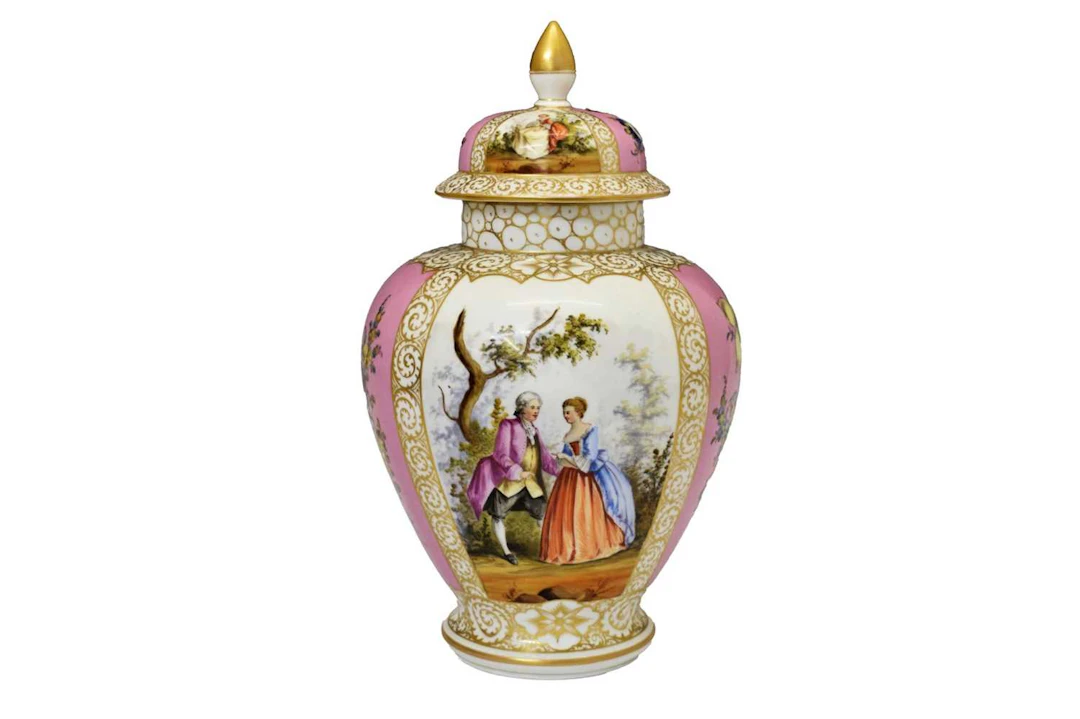 Early 20th century Dresden porcelain vase and cover